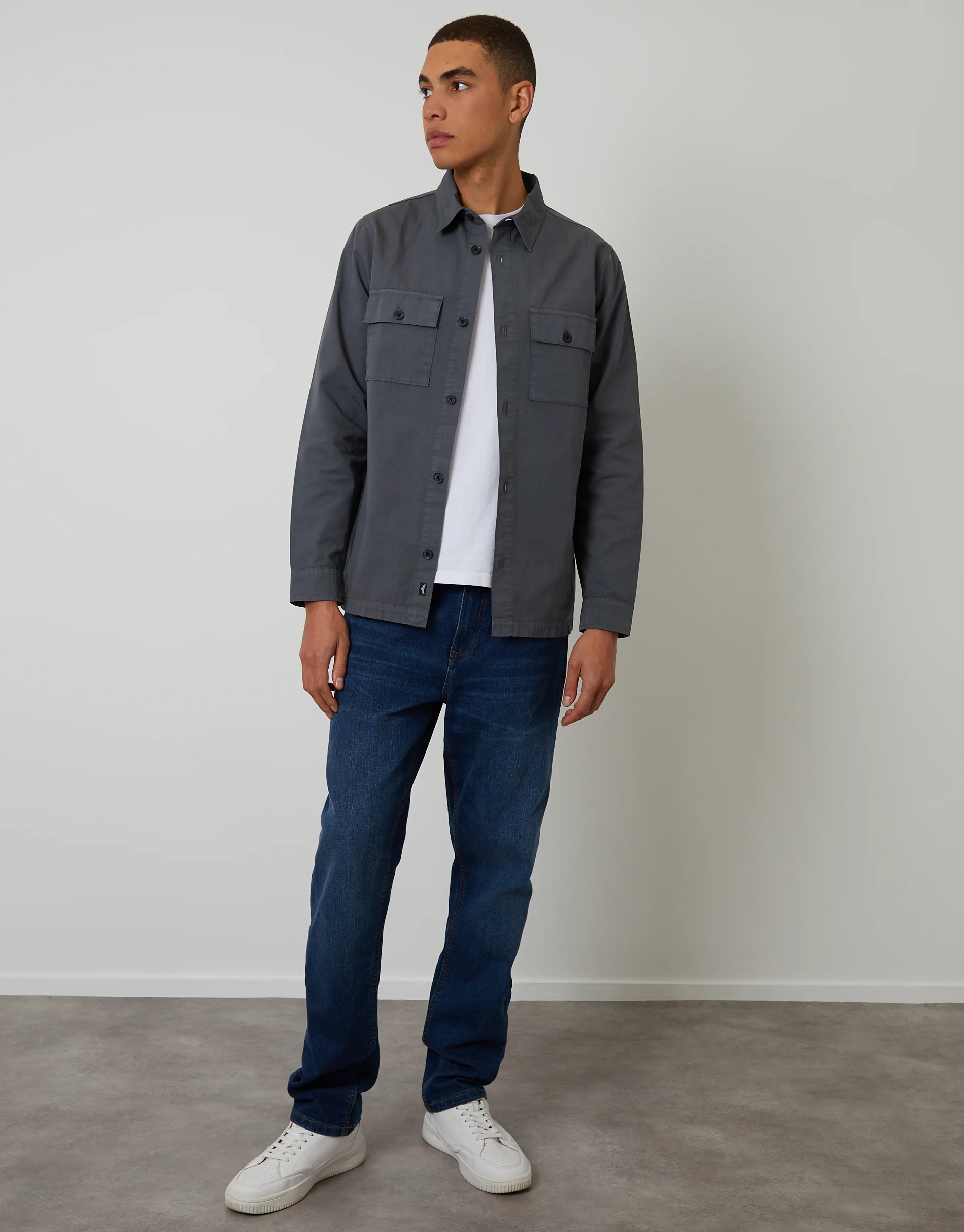 Lightweight Shacket in Dark Grey - Image 3