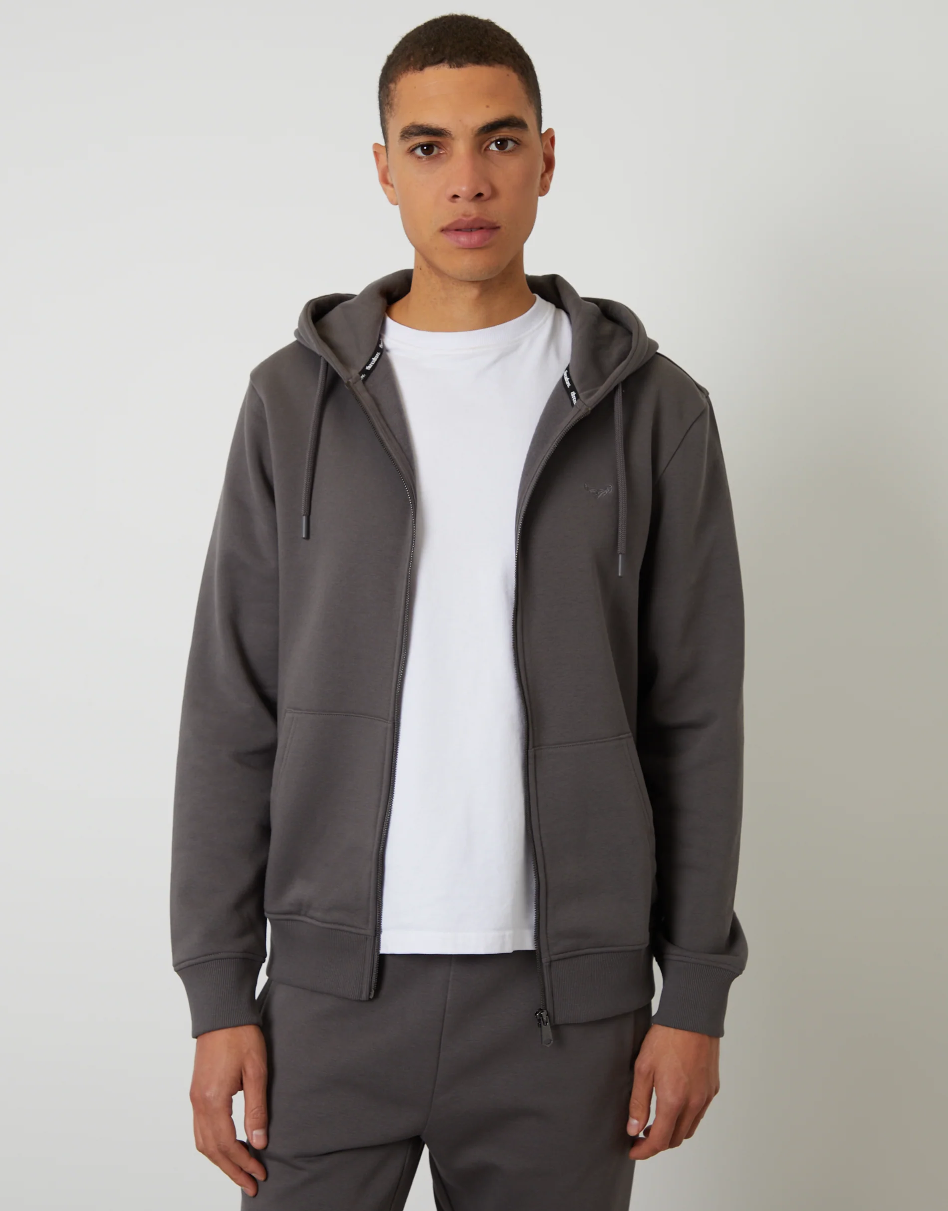Zip-Through Hoodie in Dark Grey