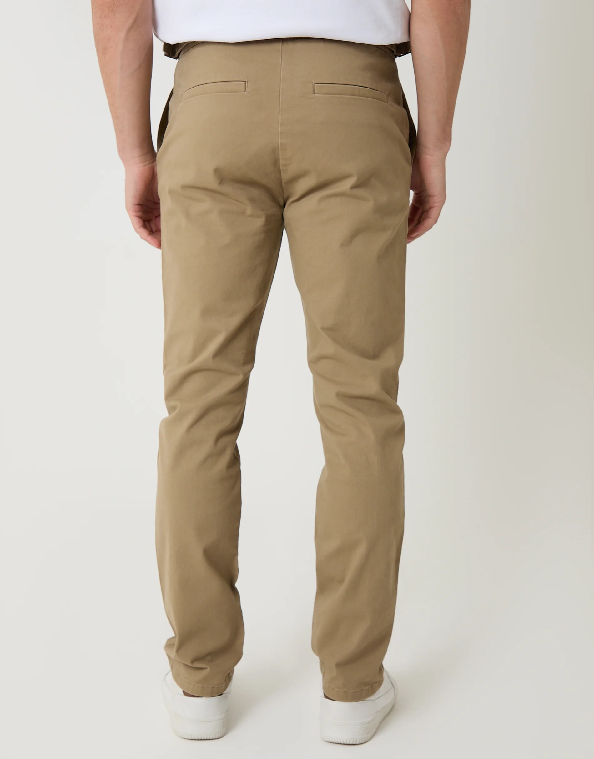 Slim Fit Cotton Blend Trousers in Dark Stone - Image 3