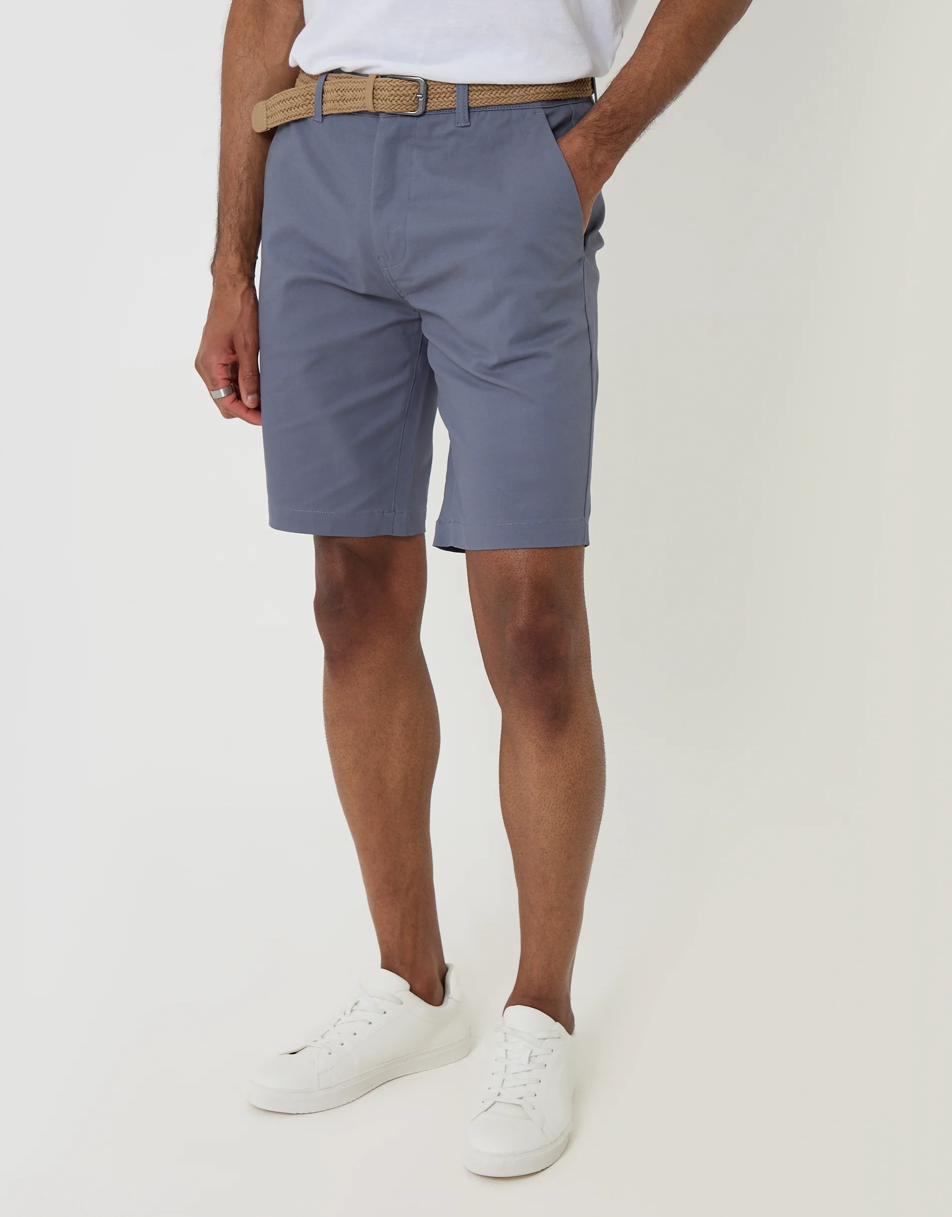 Belted Chino Shorts in Denim Blue - Image 2