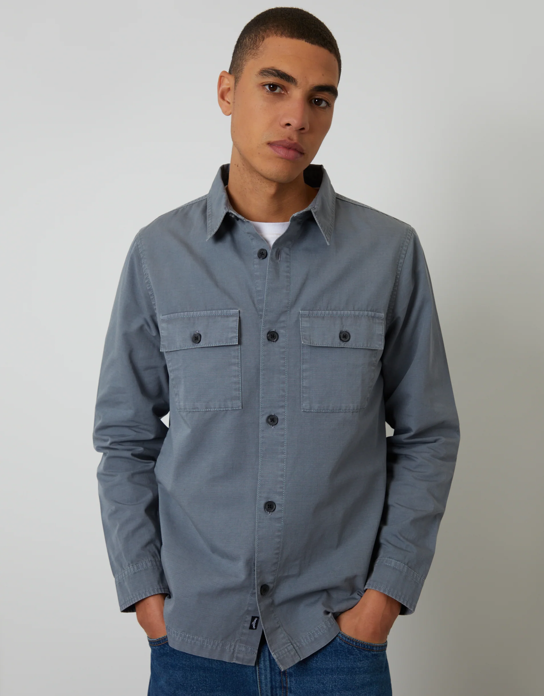 Lightweight Shacket in Denim Blue