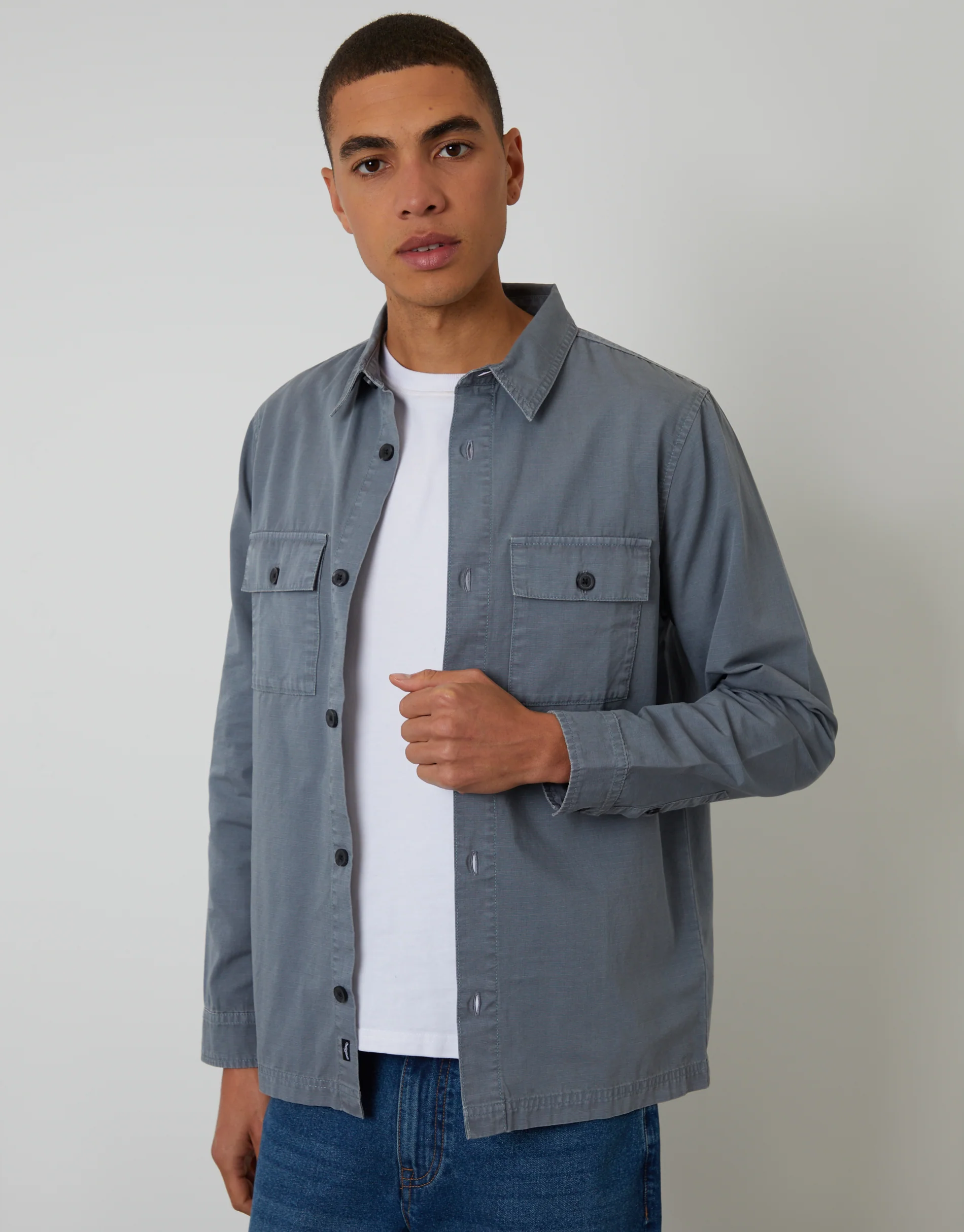 Lightweight Shacket in Denim Blue - Image 5