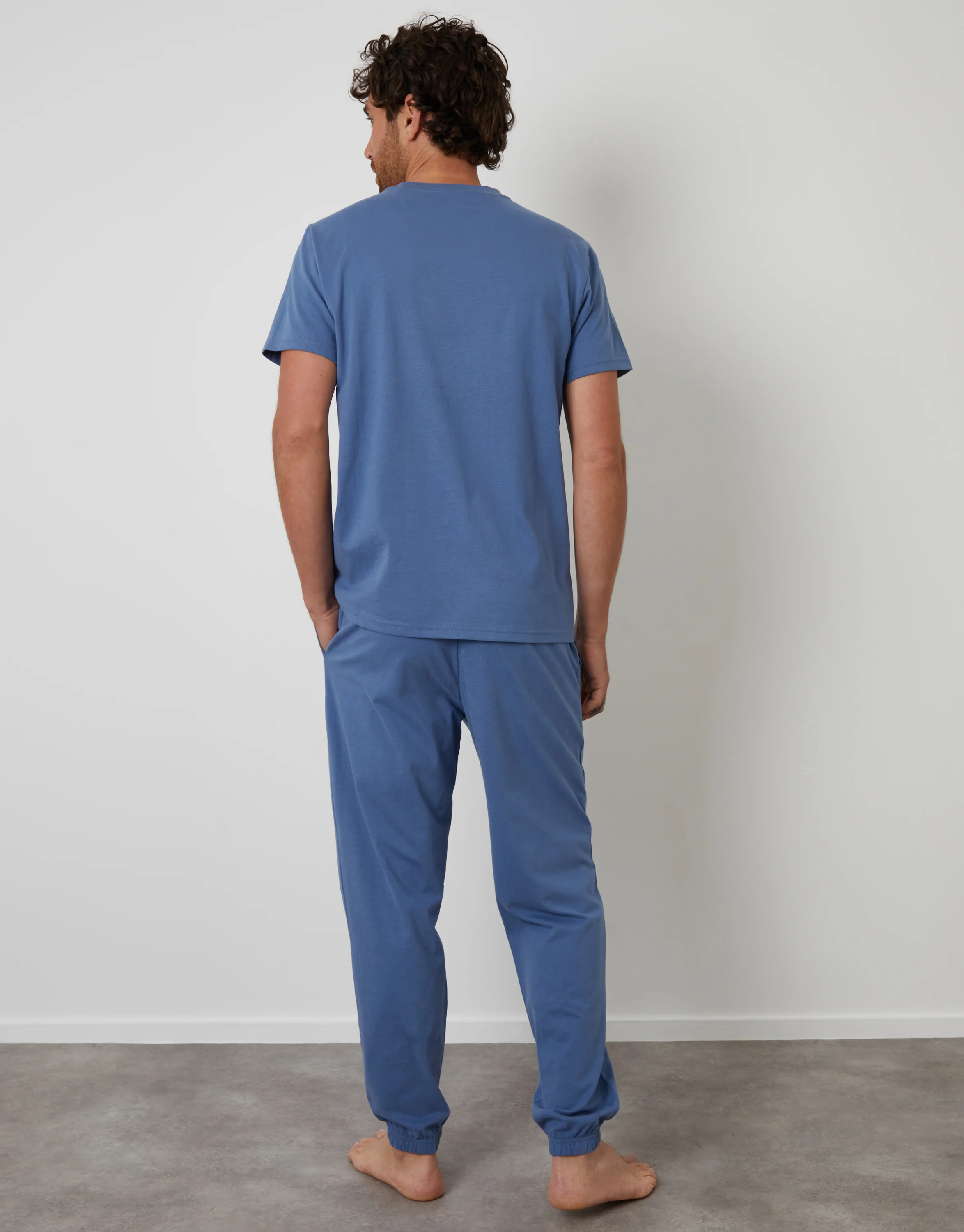 Peached Cotton Pyjama Set in Denim Blue - Image 2