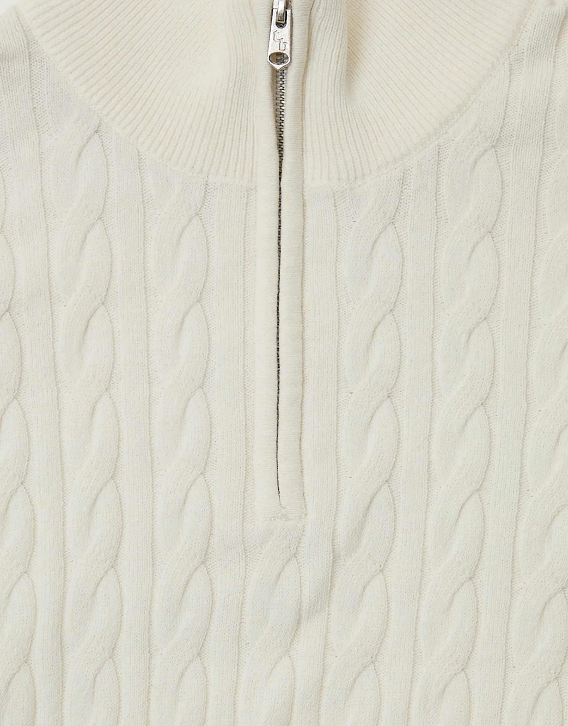Cable Knit Quarter Zip Jumper in Ecru - Image 5