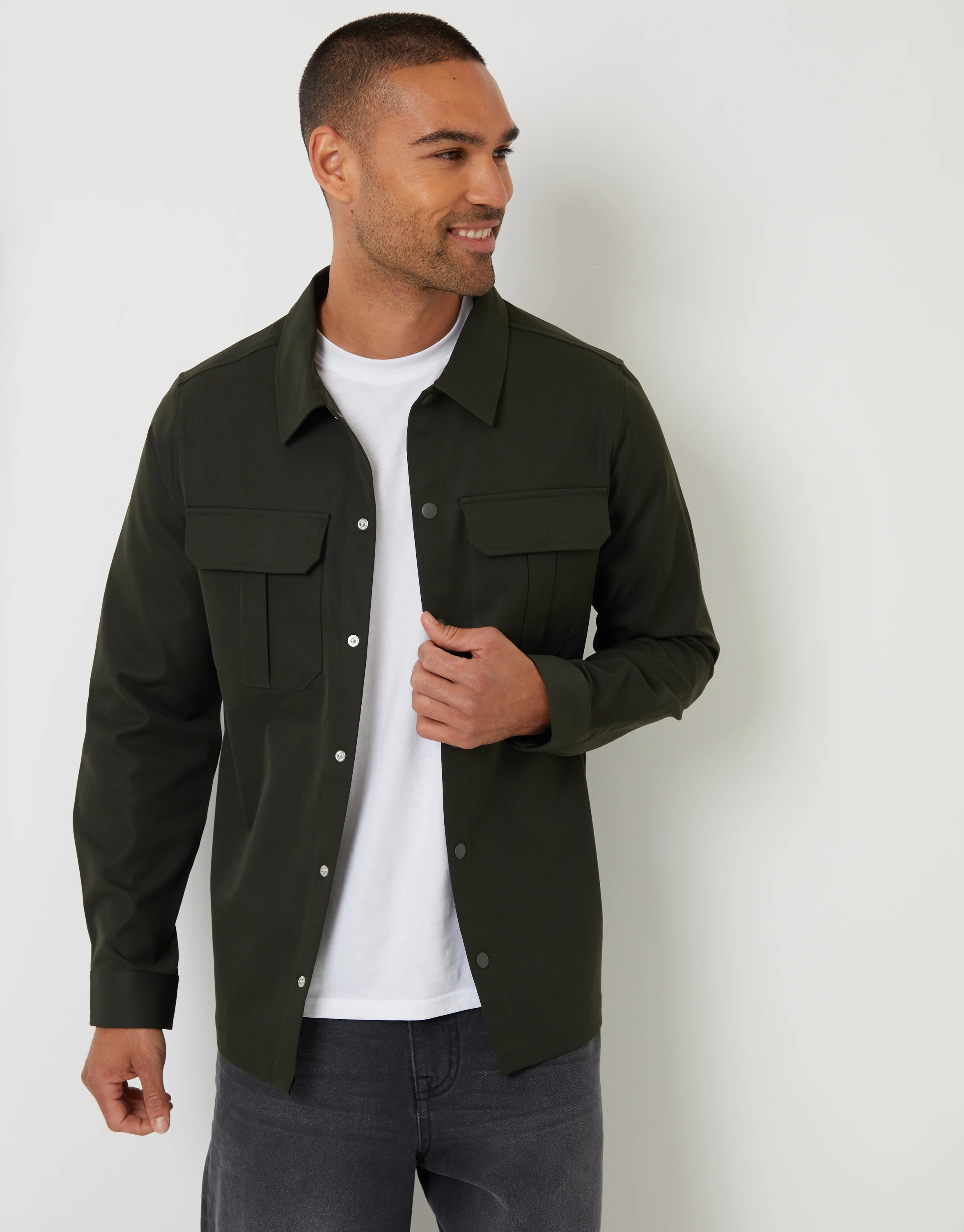 Cargo Pocket Shacket in Forest Green