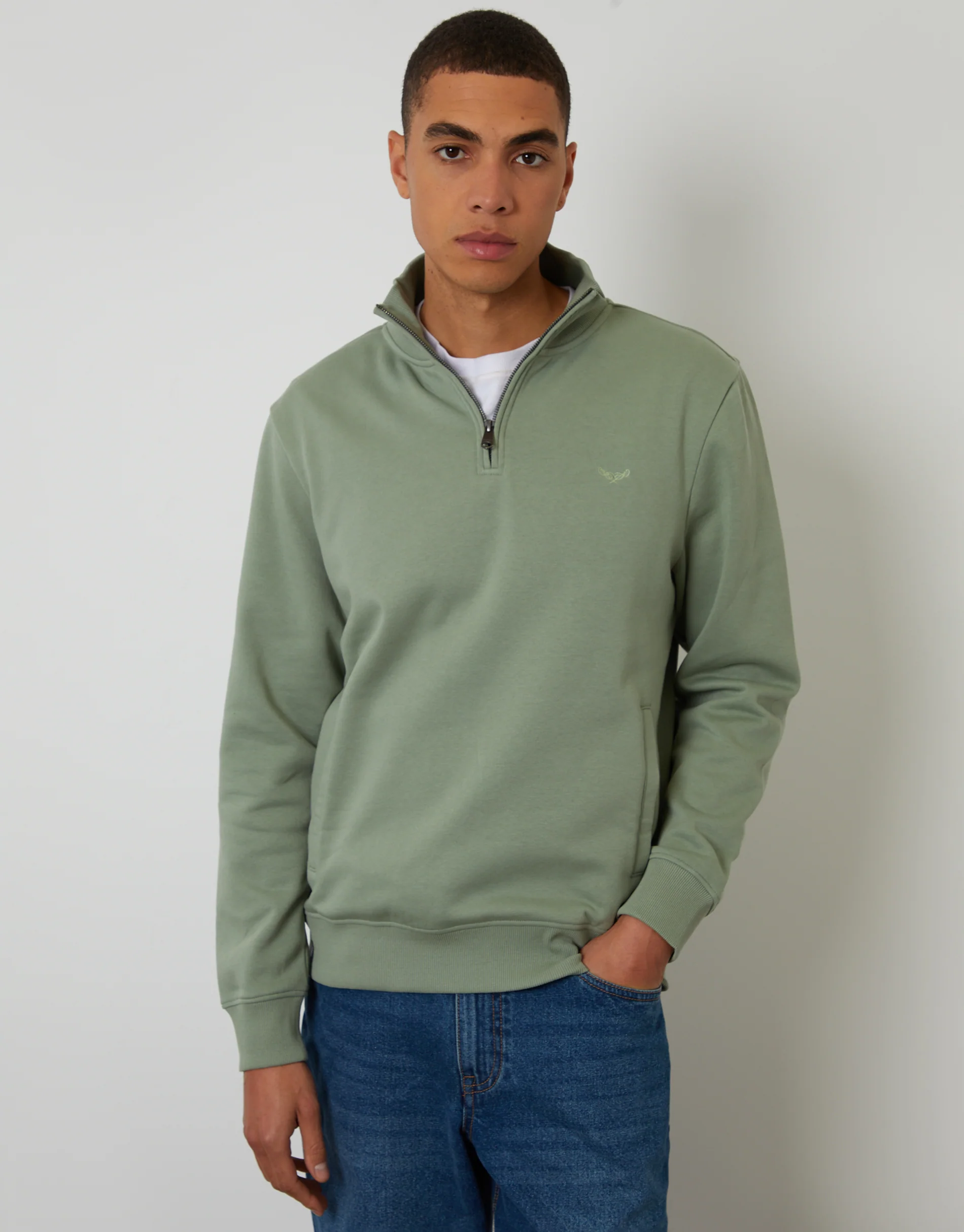 Quarter Zip Sweatshirt in Green