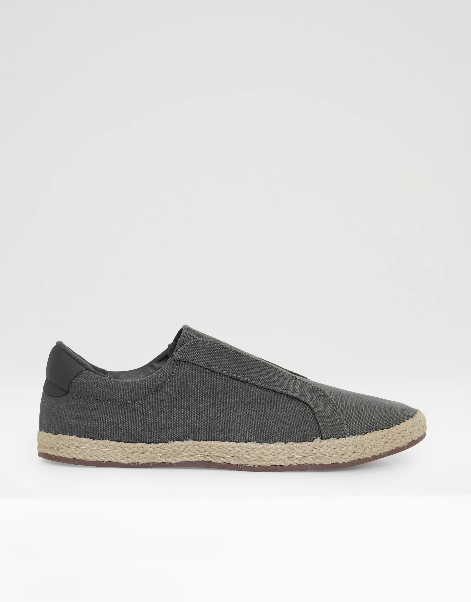 Cotton Canvas Slip On Espadrilles in Grey