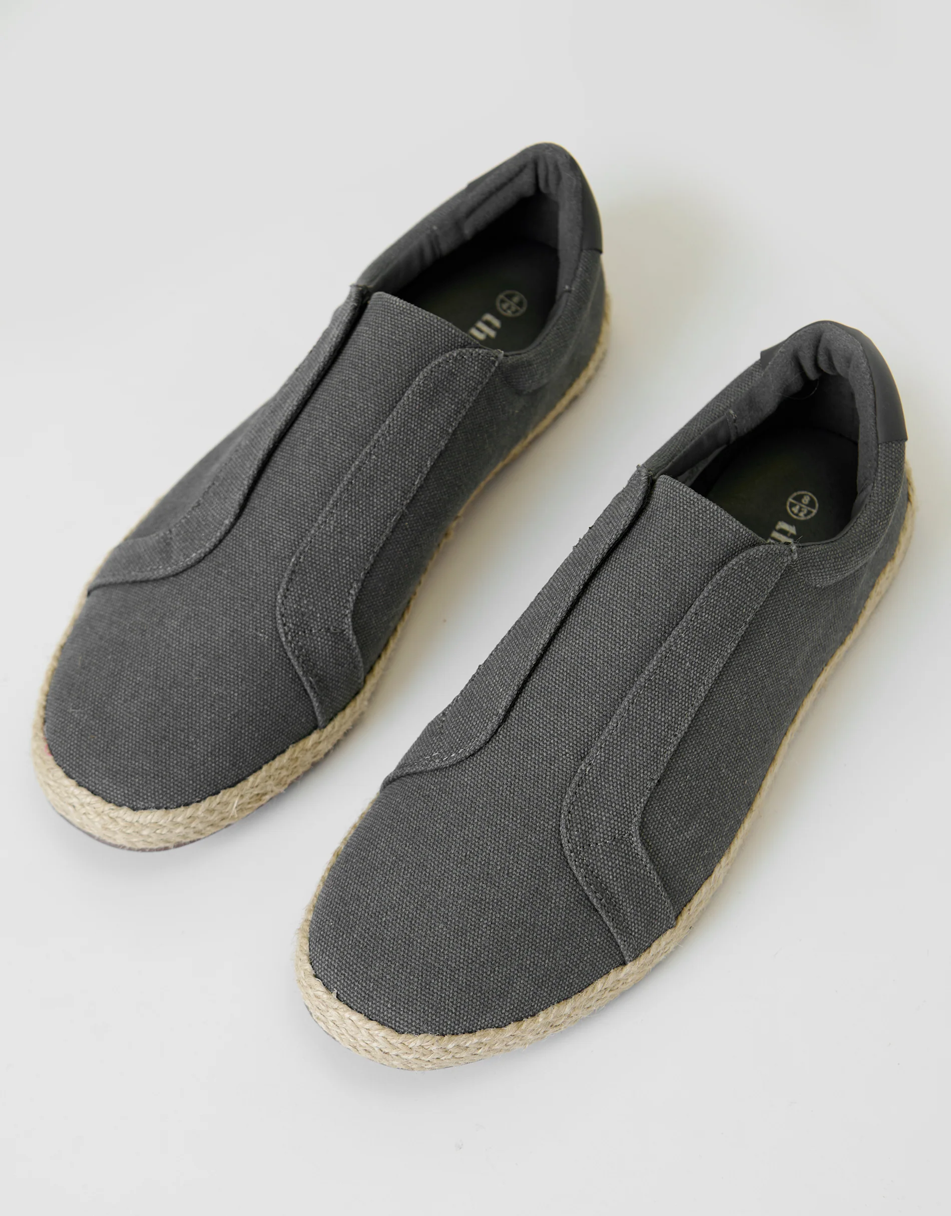 Cotton Canvas Slip On Espadrilles in Grey - Image 2