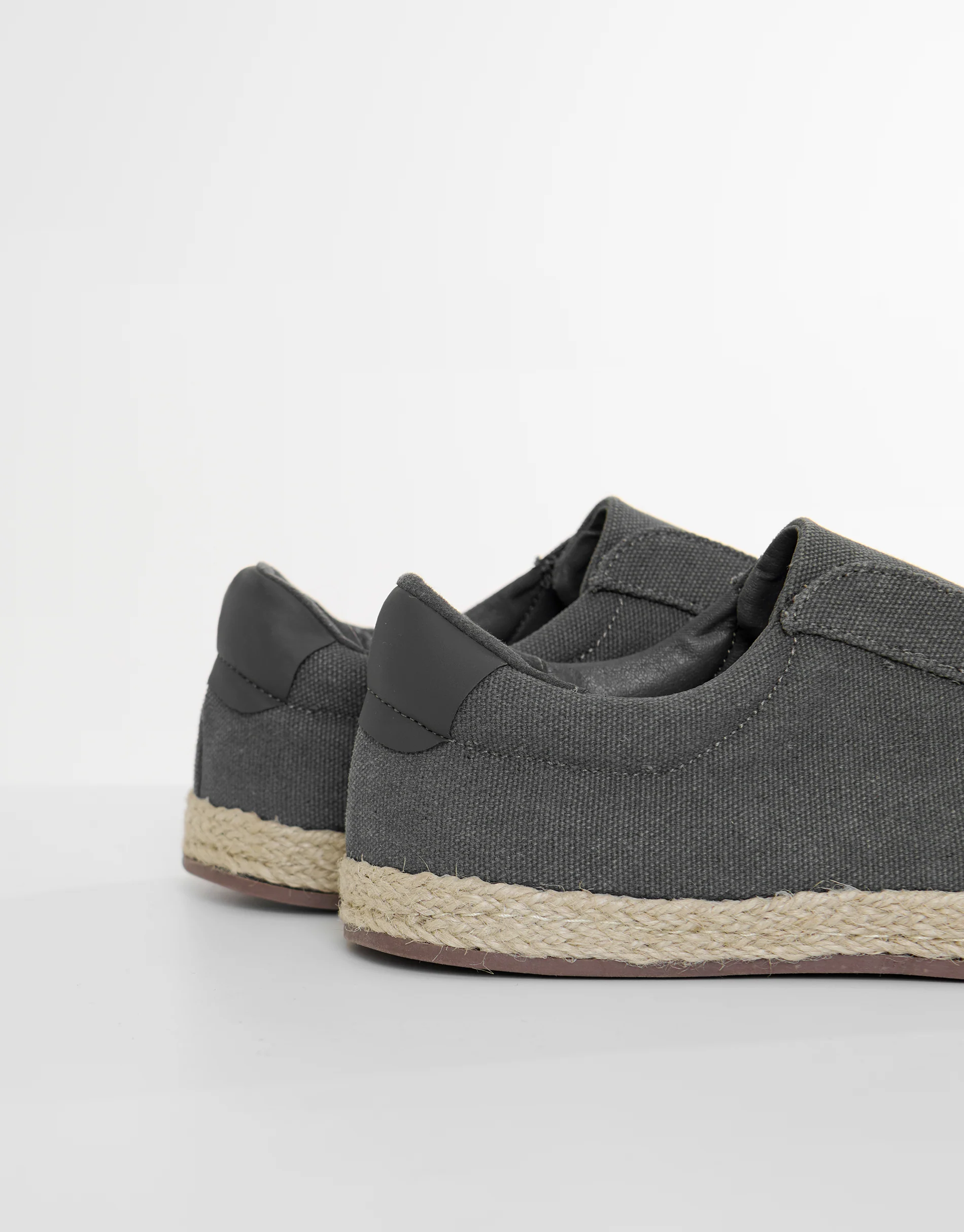 Cotton Canvas Slip On Espadrilles in Grey - Image 3