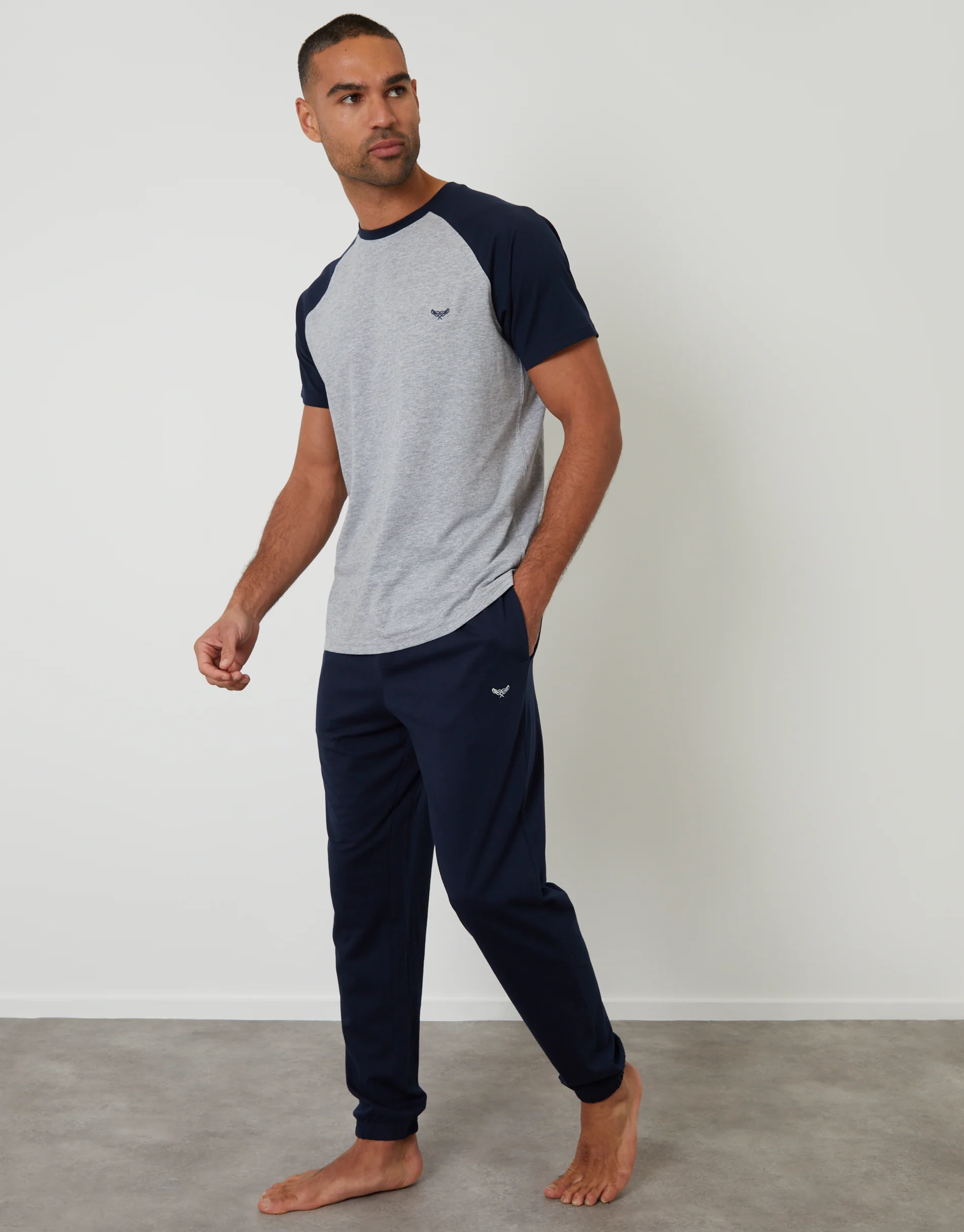 Raglan Short Sleeve Lounge Set in Navy