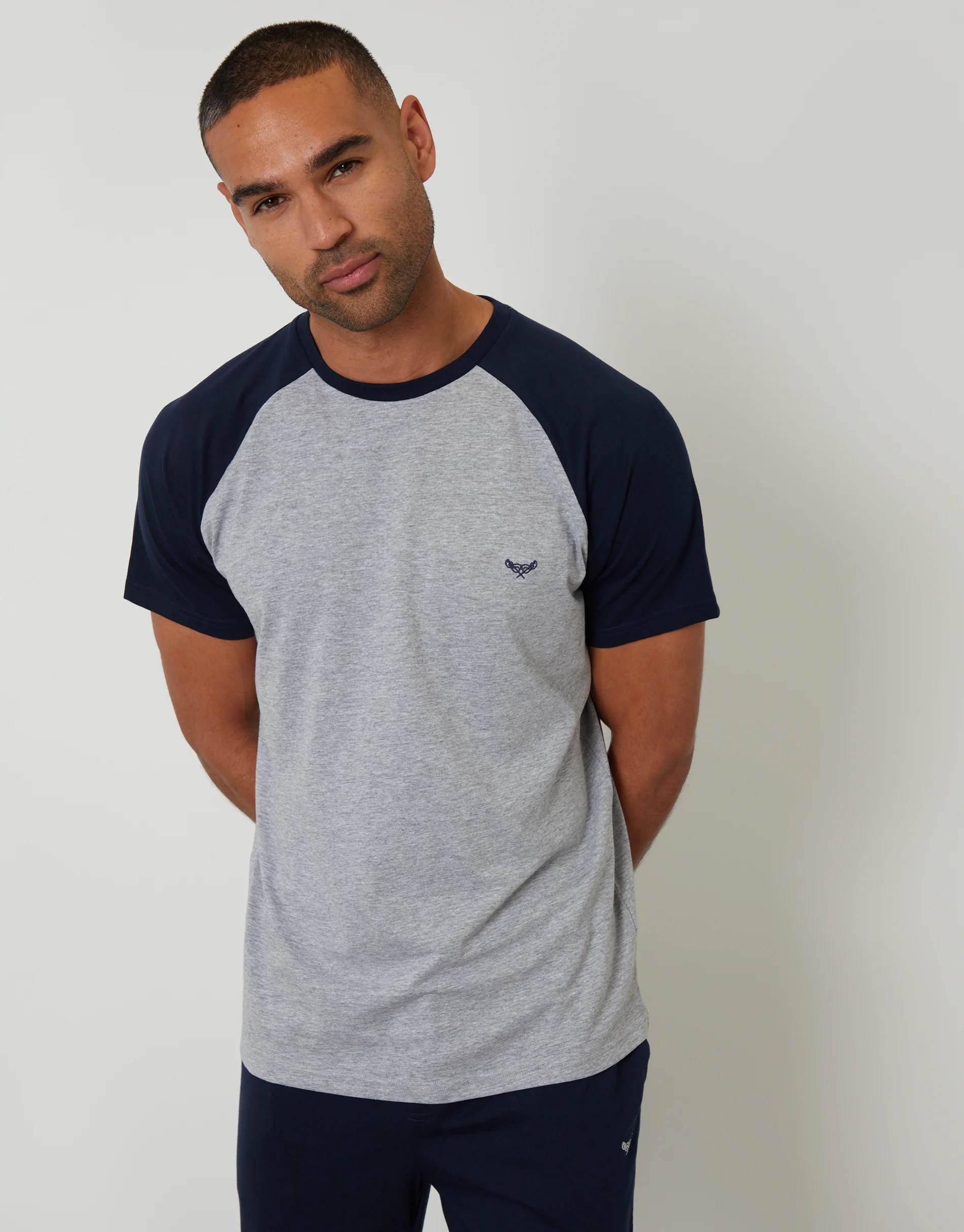 Raglan Short Sleeve Lounge Set in Navy - Image 2