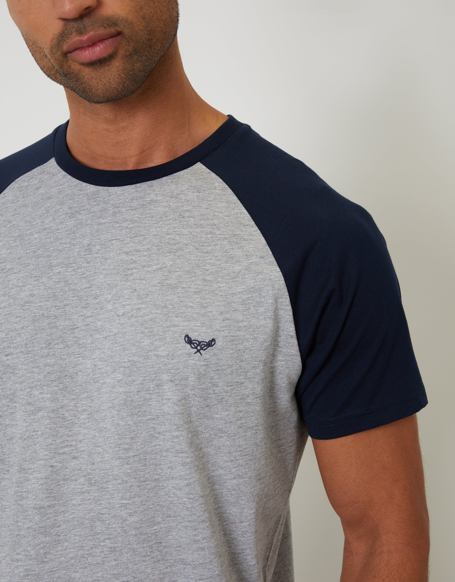 Raglan Short Sleeve Top & Shorts Lounge Set in Grey Marl - Image 4
