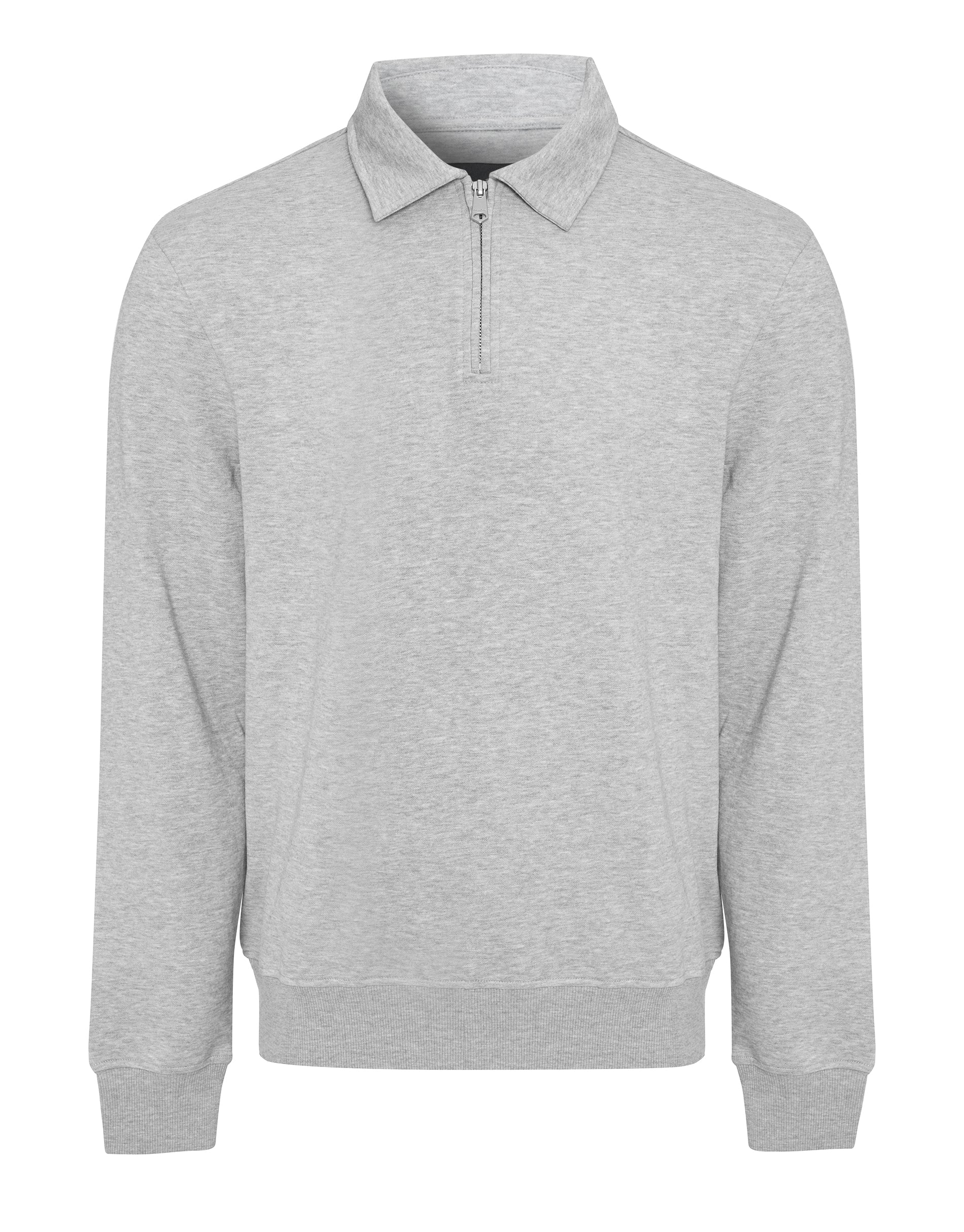 Quarter Zip Collared Sweatshirt in Grey Marl - Image 7