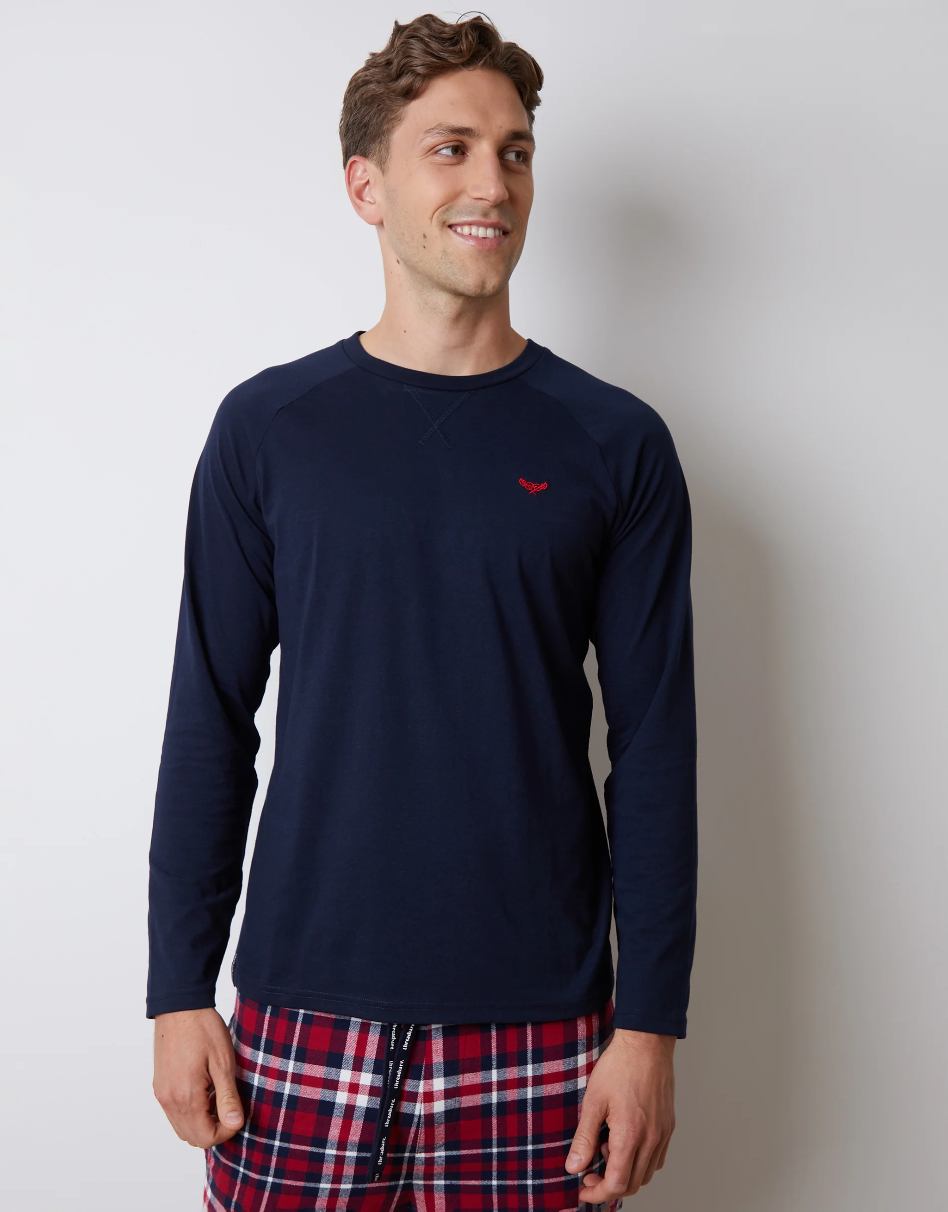 2 Pack Long Pyjama Sets in Grey & Navy Check - Image 4