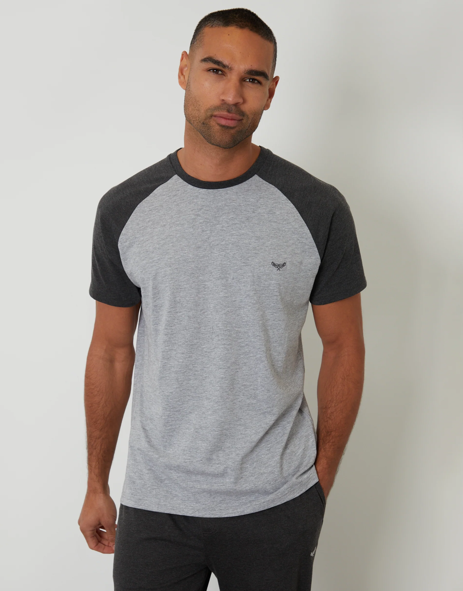 Raglan Short Sleeve Lounge Set in Grey - Image 2
