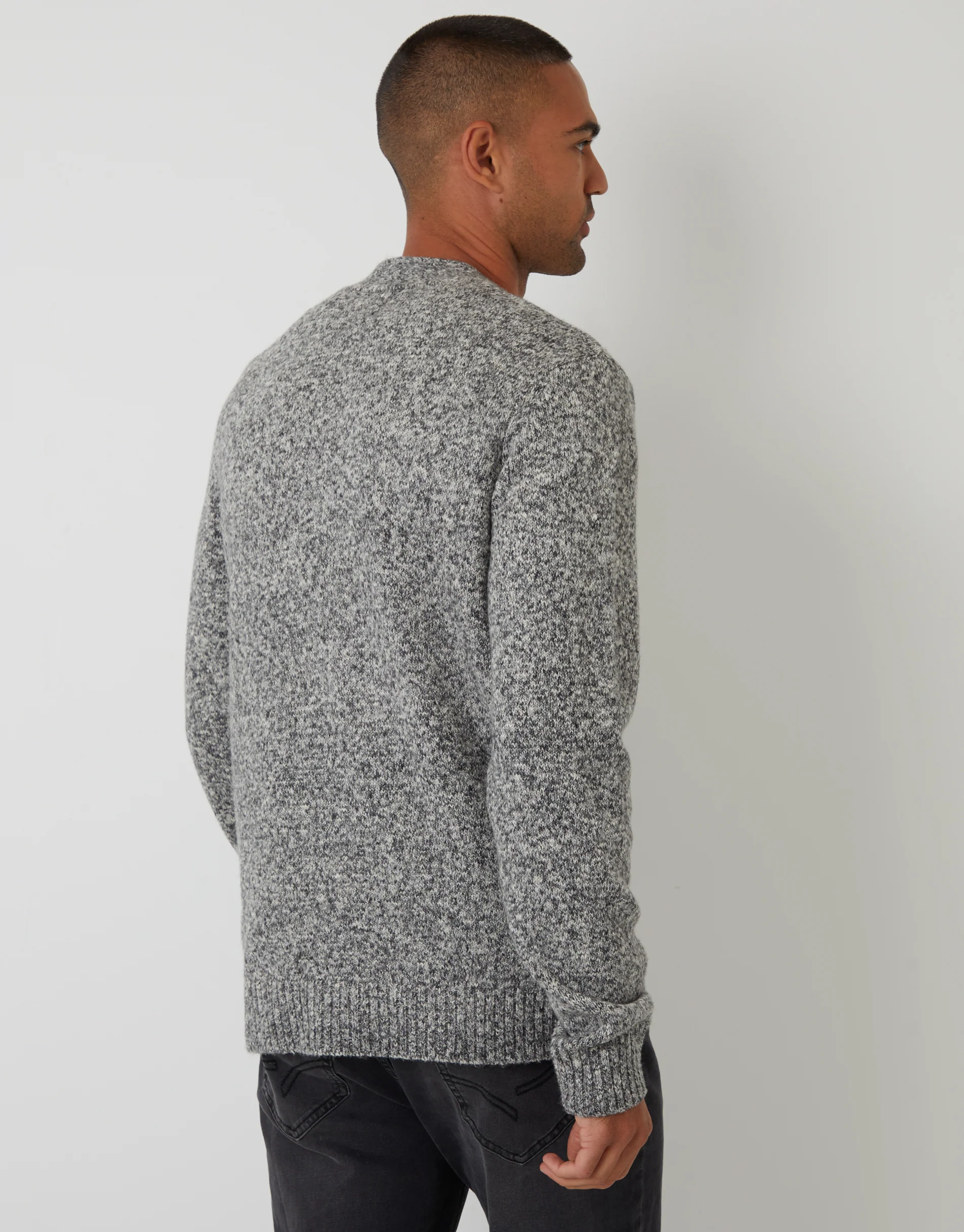 Knitted Button Up Cardigan in Grey Twist - Image 2