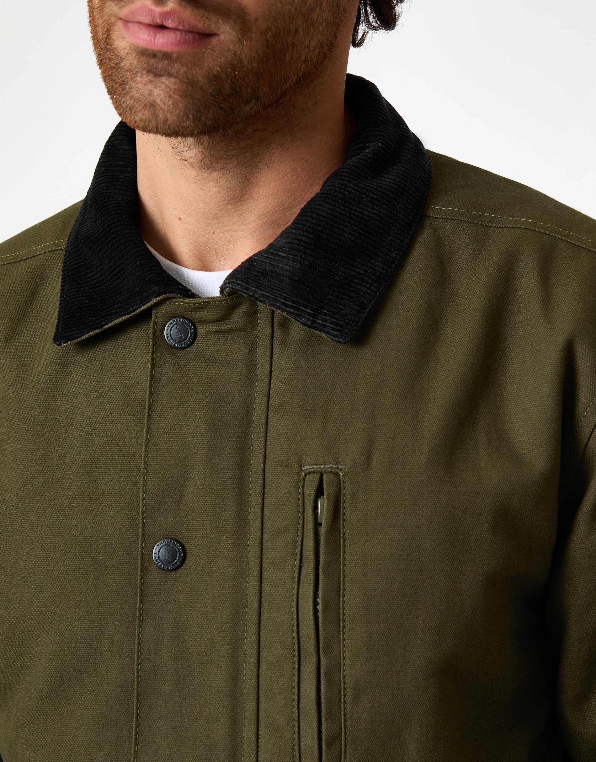 Collared Lightweight Jacket in Khaki Green - Image 4