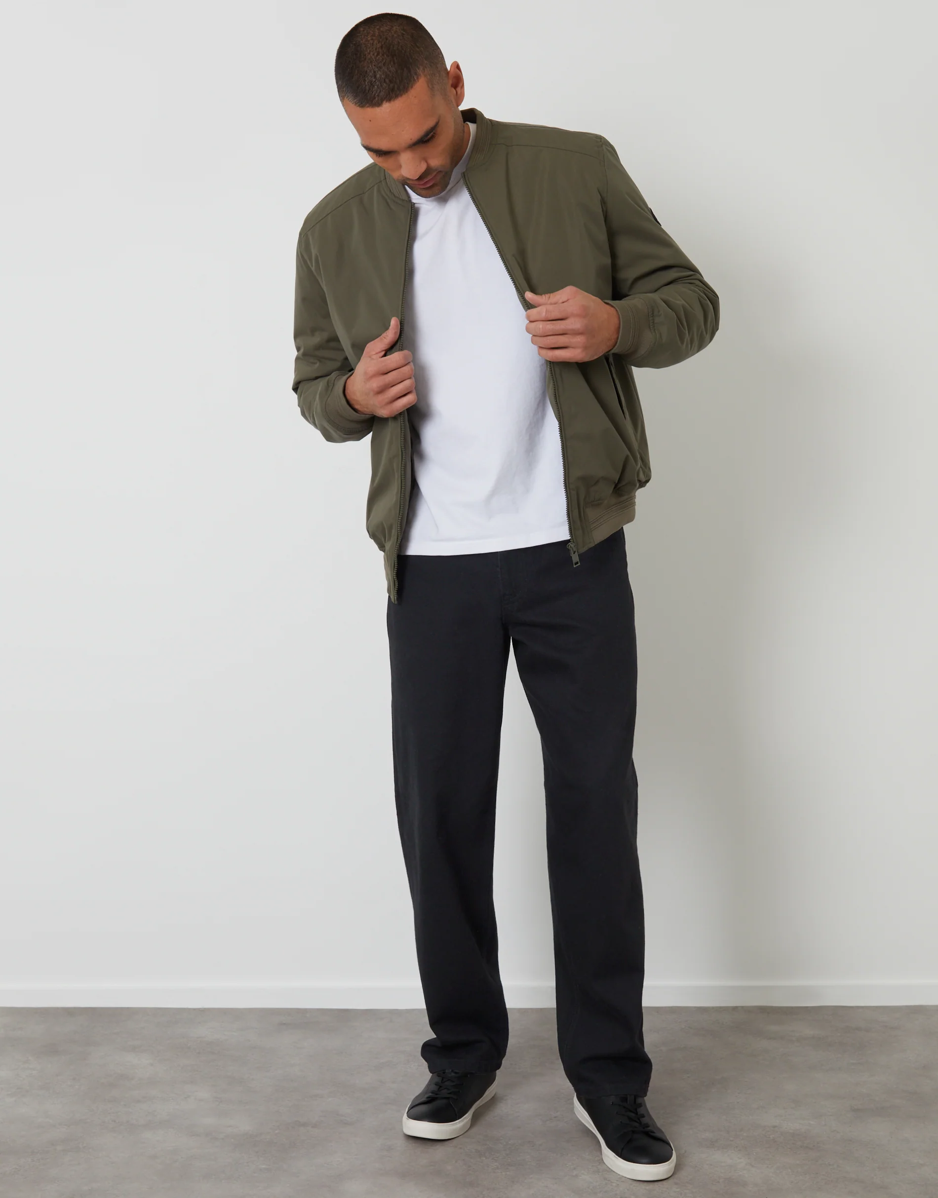 Padded Bomber Jacket in Khaki Green - Image 3