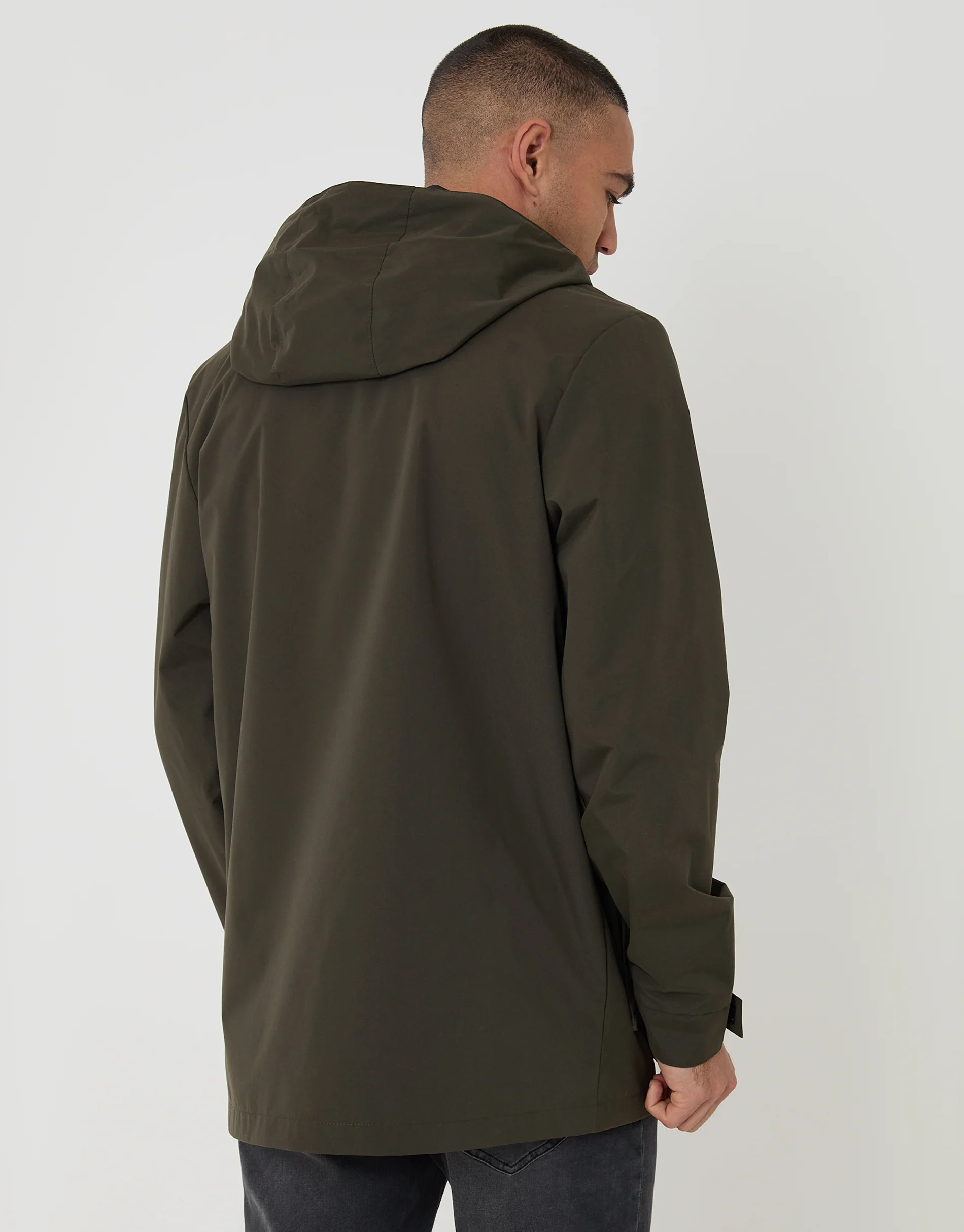 Showerproof Hooded Coat in Khaki Green - Image 2