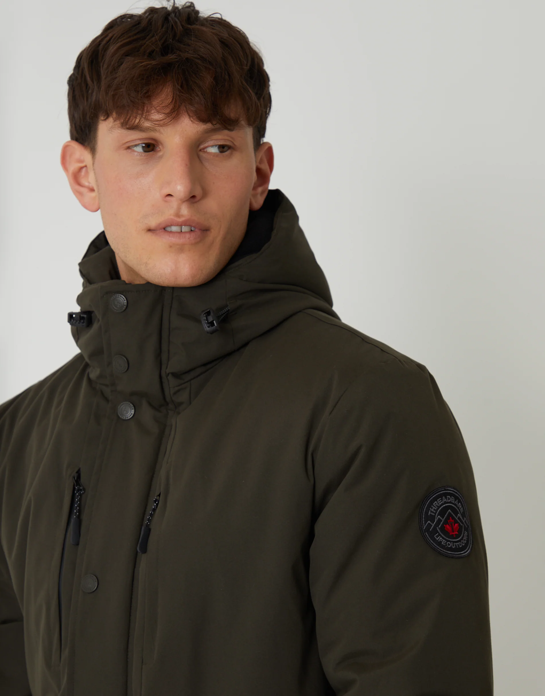Showerproof Padded Hooded Coat in Khaki Green - Image 4
