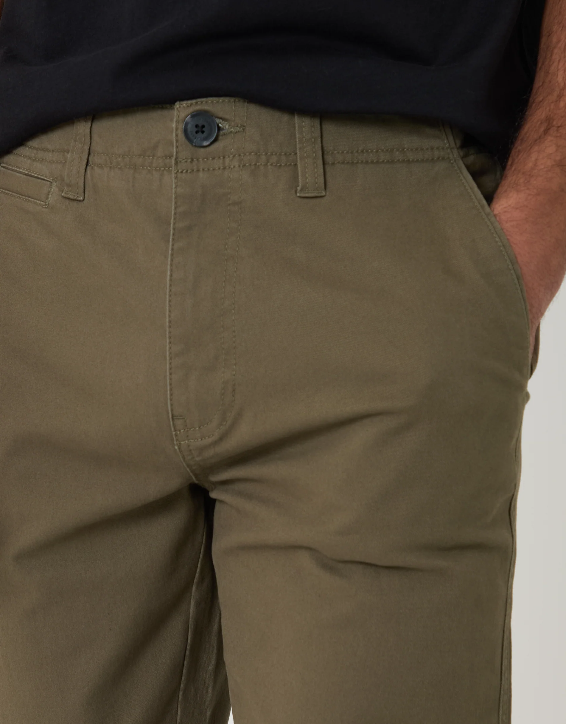 Slim Fit Chino Trousers in Khaki Green - Image 4
