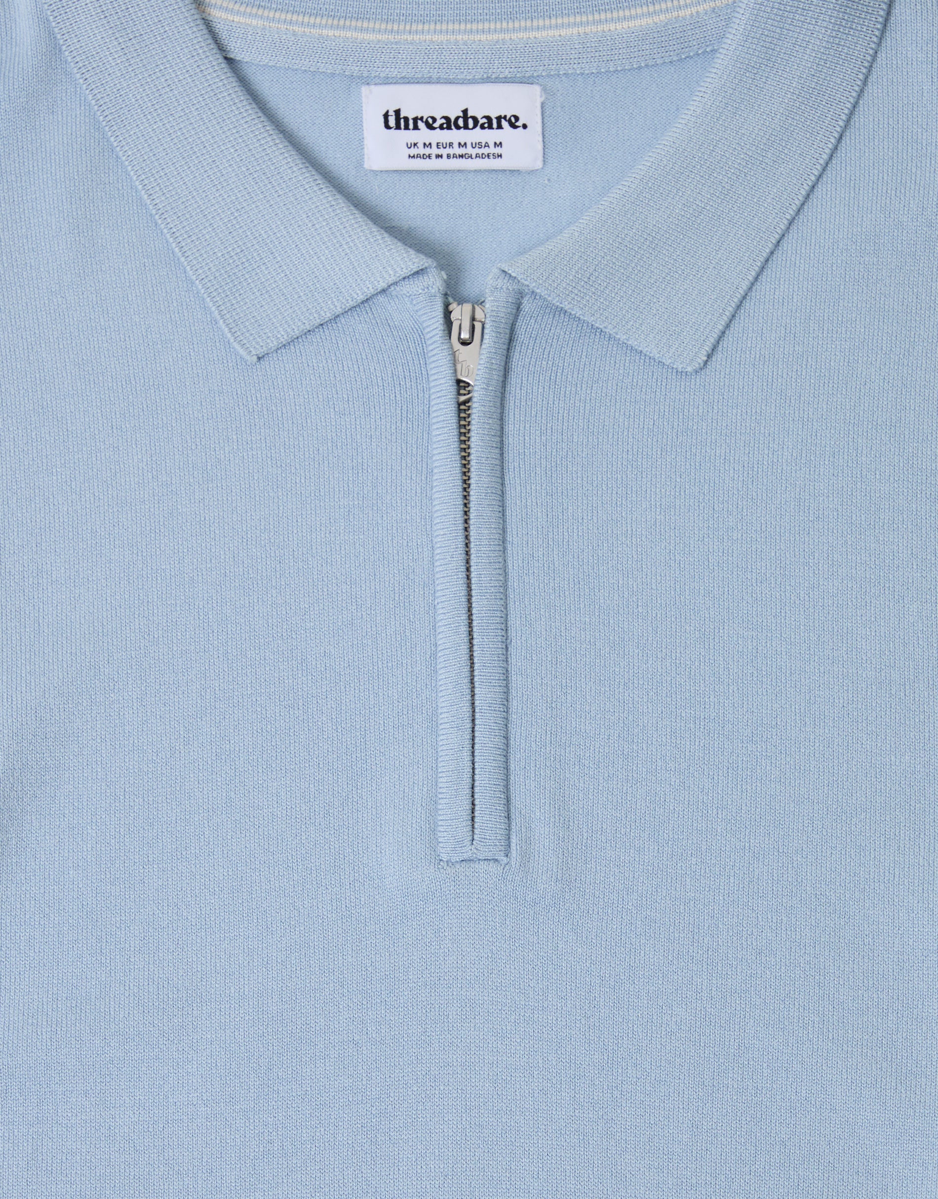Quarter Zip Knitted Polo in Light Blue - Image 5