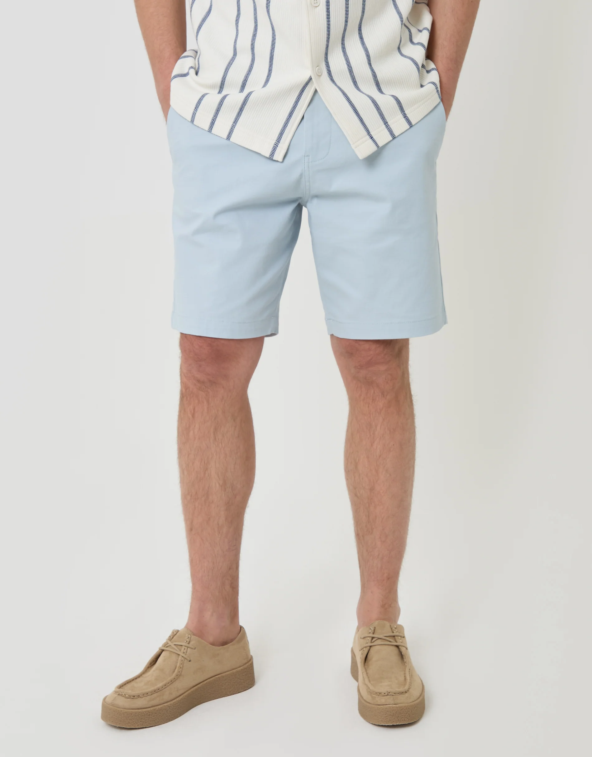 Regular Fit Stretch Chino Shorts in Light Blue
