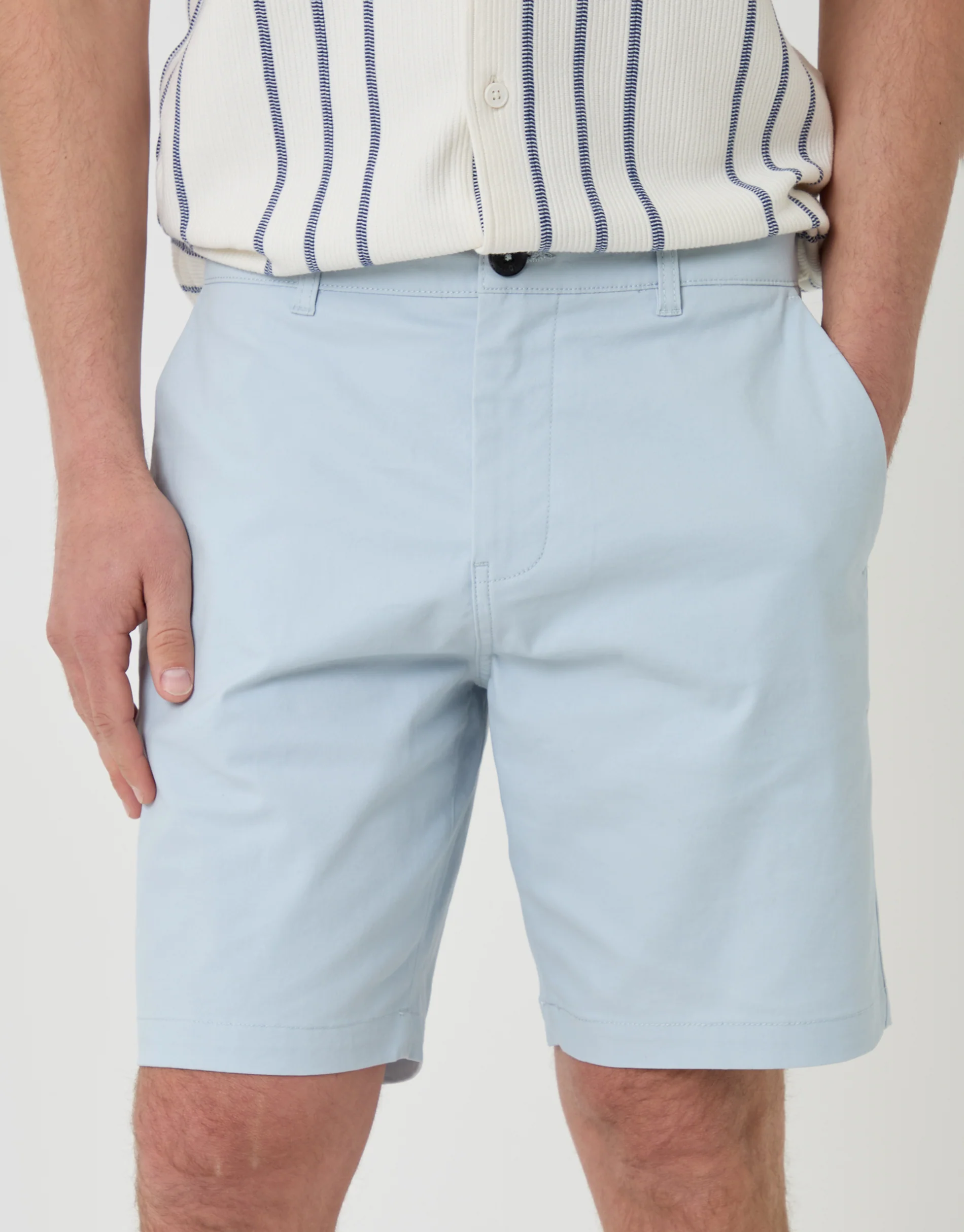 Regular Fit Stretch Chino Shorts in Light Blue - Image 4
