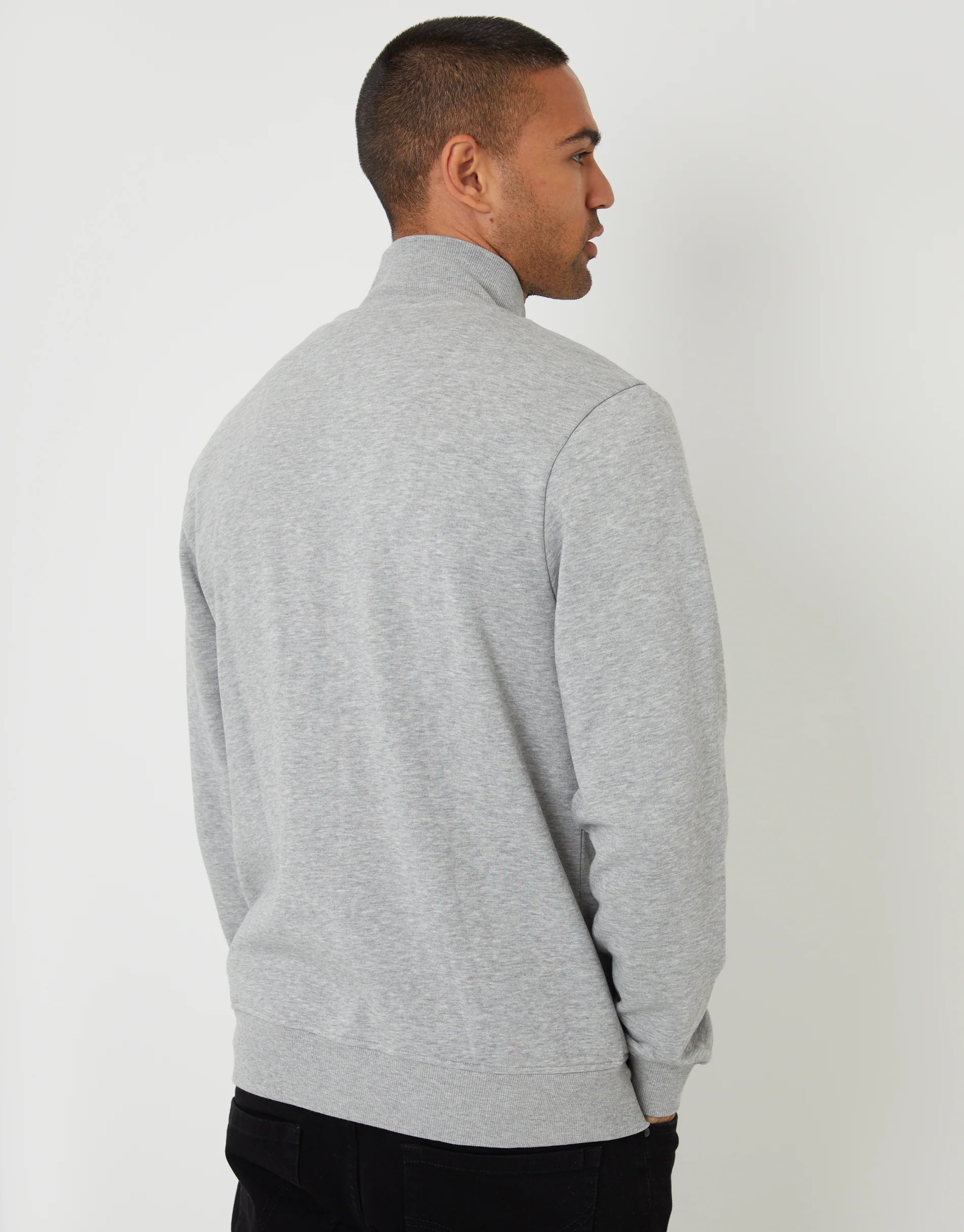 Funnel Neck Zip Through Sweatshirt in Light Grey - Image 2