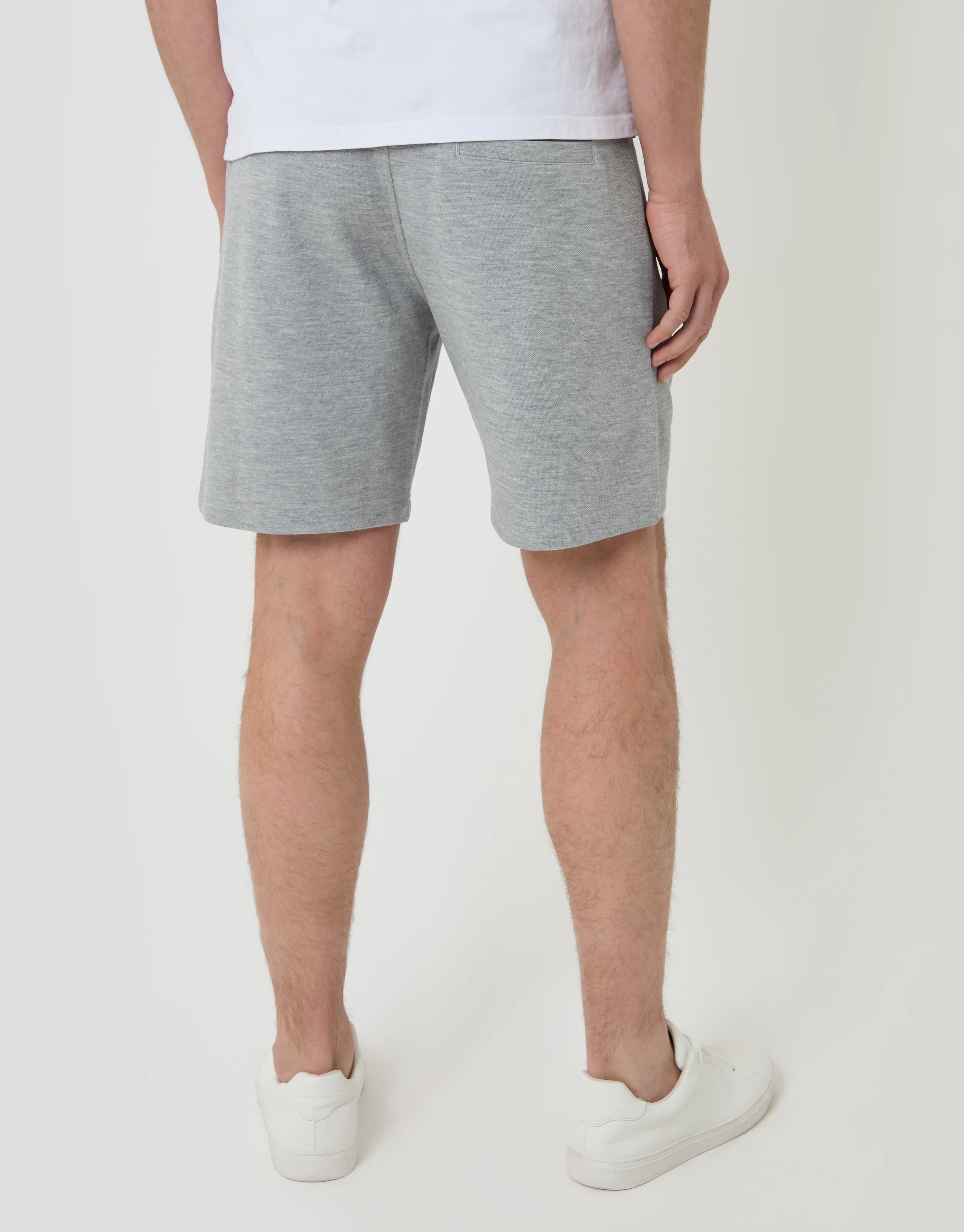 Pique Pleated Sweat Shorts in Light Grey - Image 3