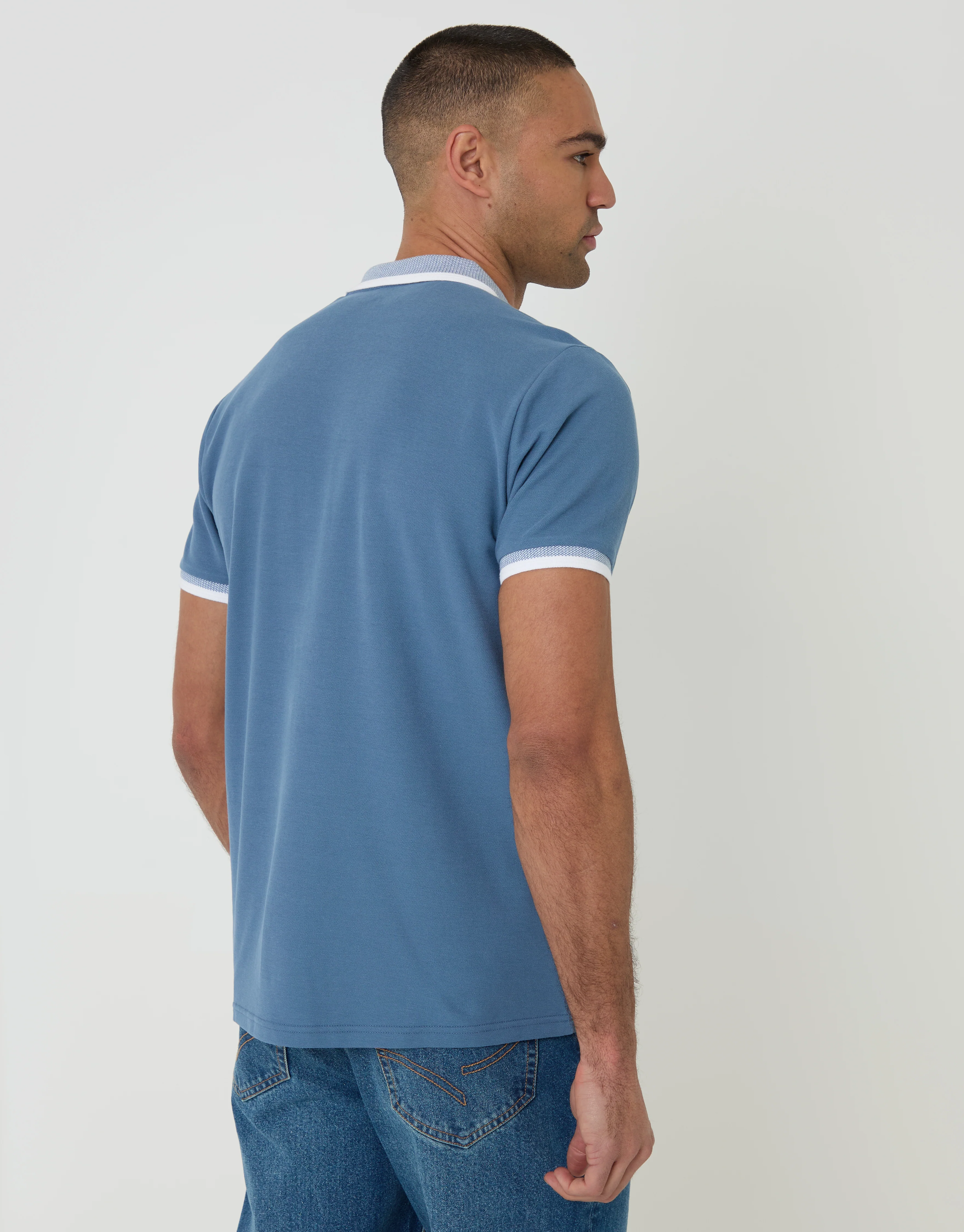 3 Pack Pique Tipping Collar Quarter Zip Polo Shirts in Light Mix - Image 2