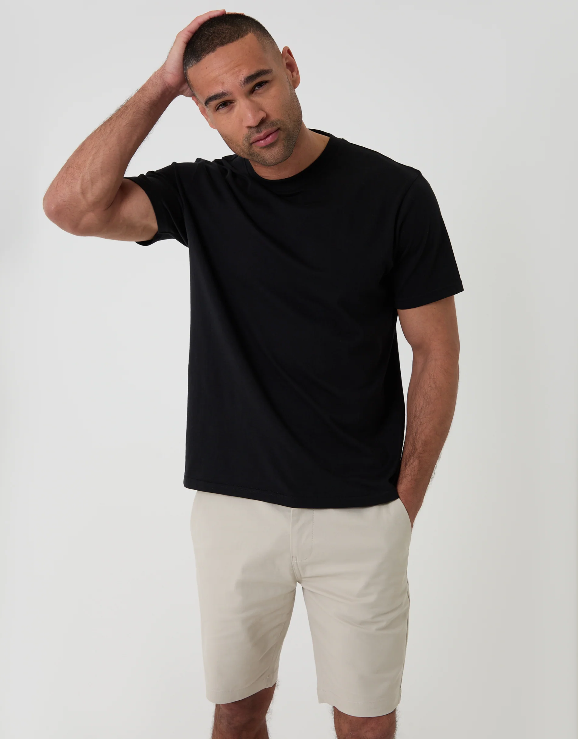 Belted Chino Shorts in Light Stone