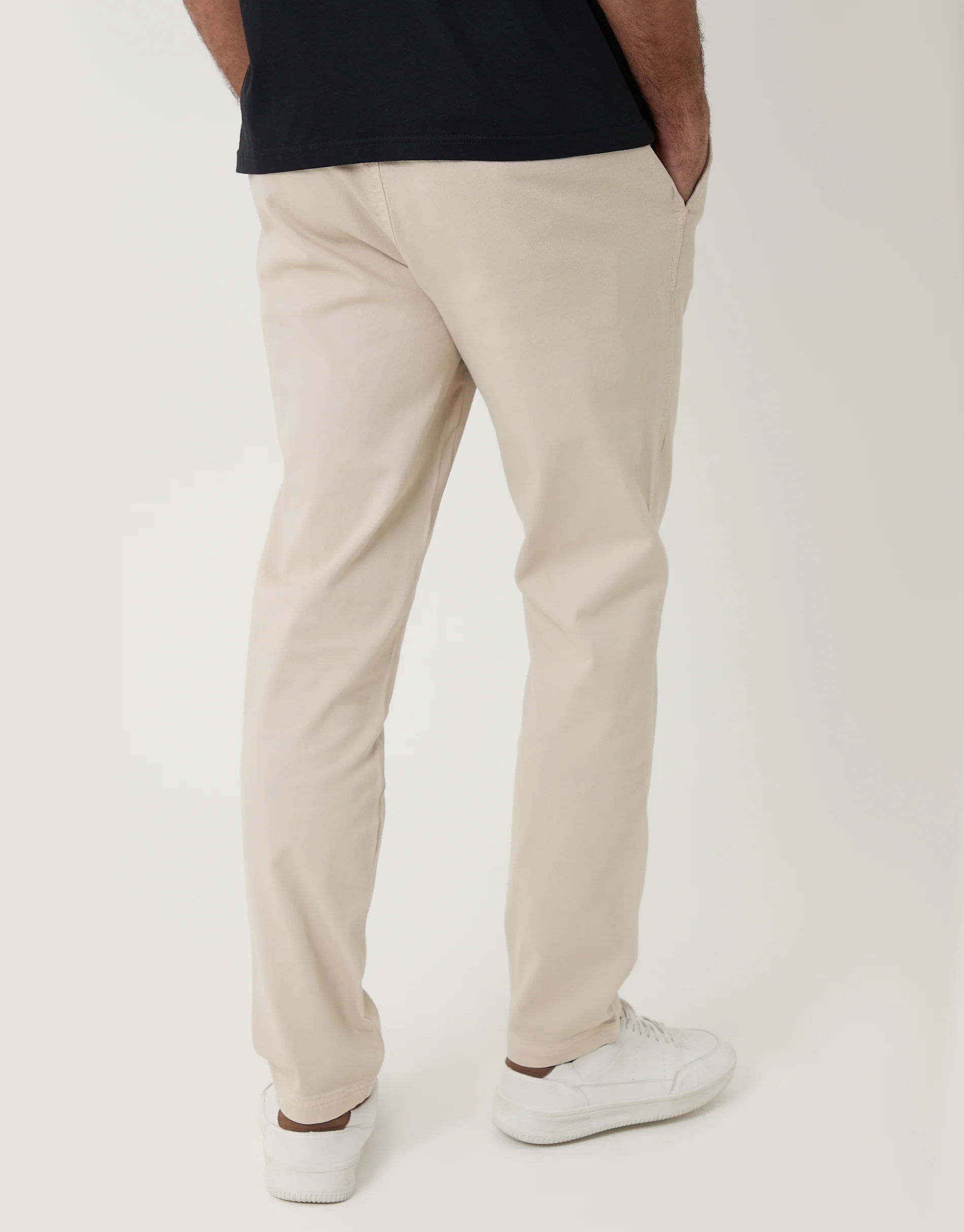 Elasticated Waist Chino Trousers in Light Stone - Image 3