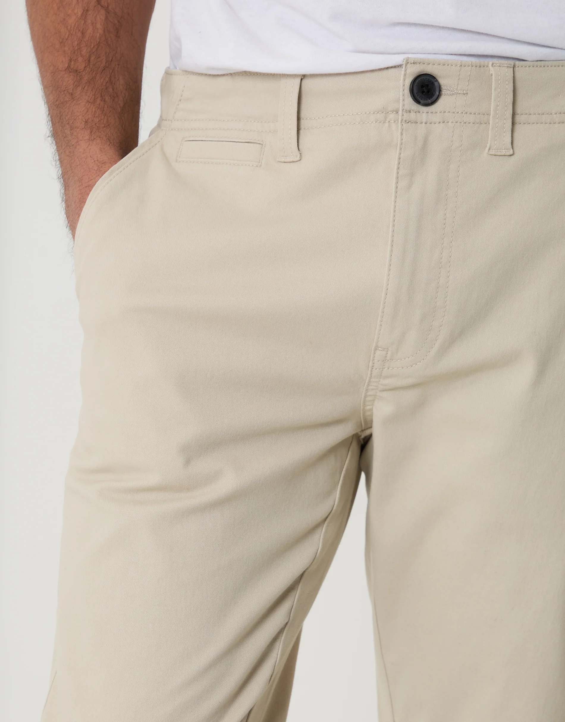 Slim Fit Chino Trousers in Light Stone - Image 4