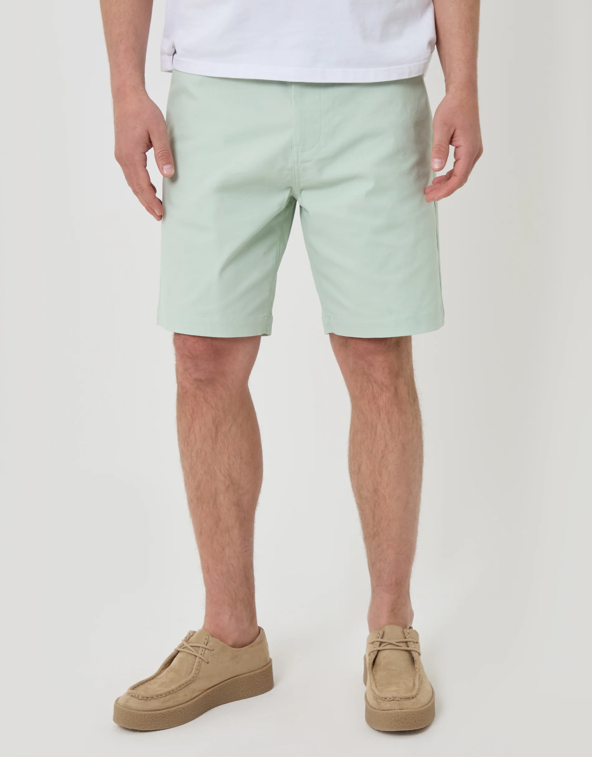 Regular Fit Stretch Chino Shorts in Mint Green