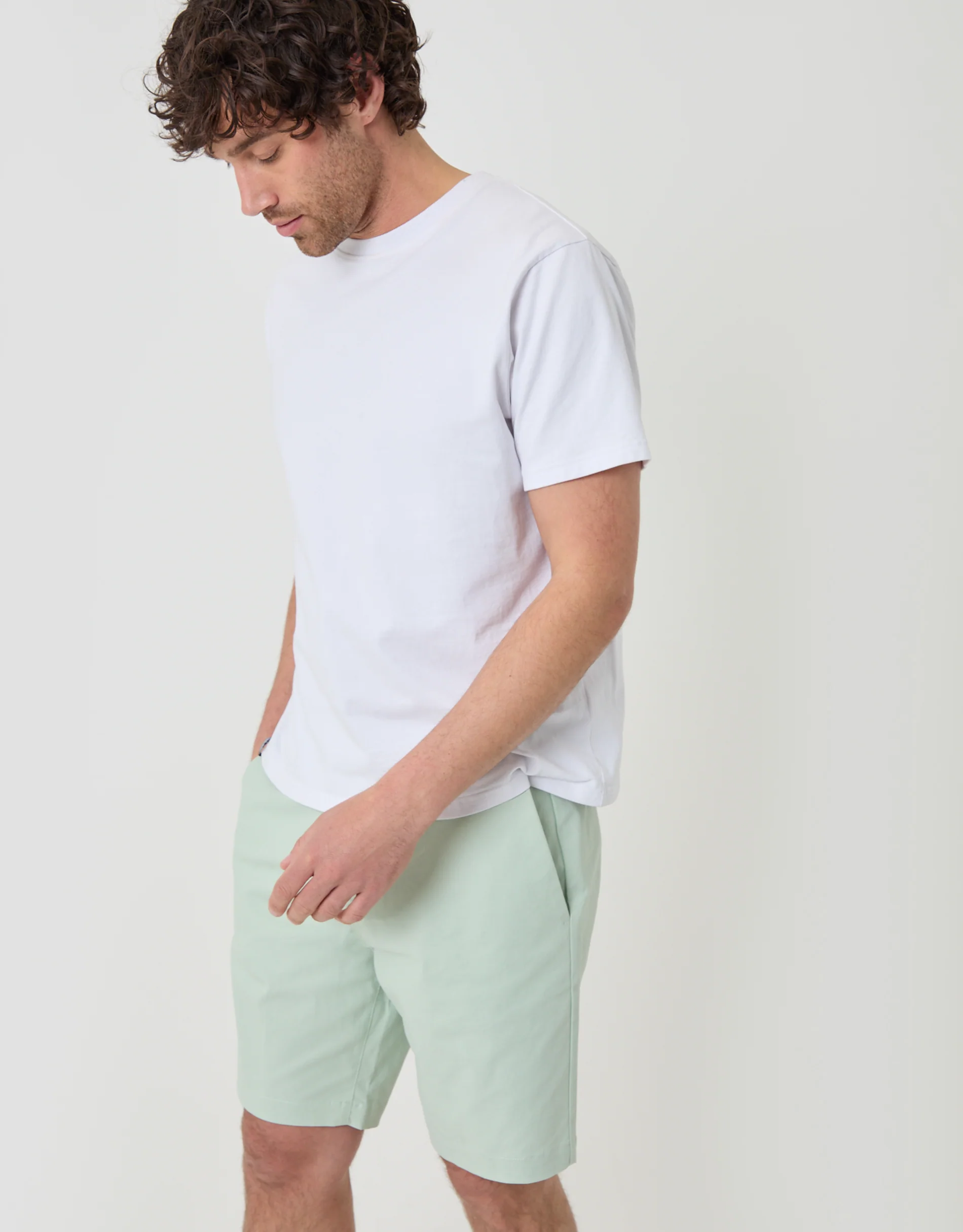 Regular Fit Stretch Chino Shorts in Mint Green - Image 3