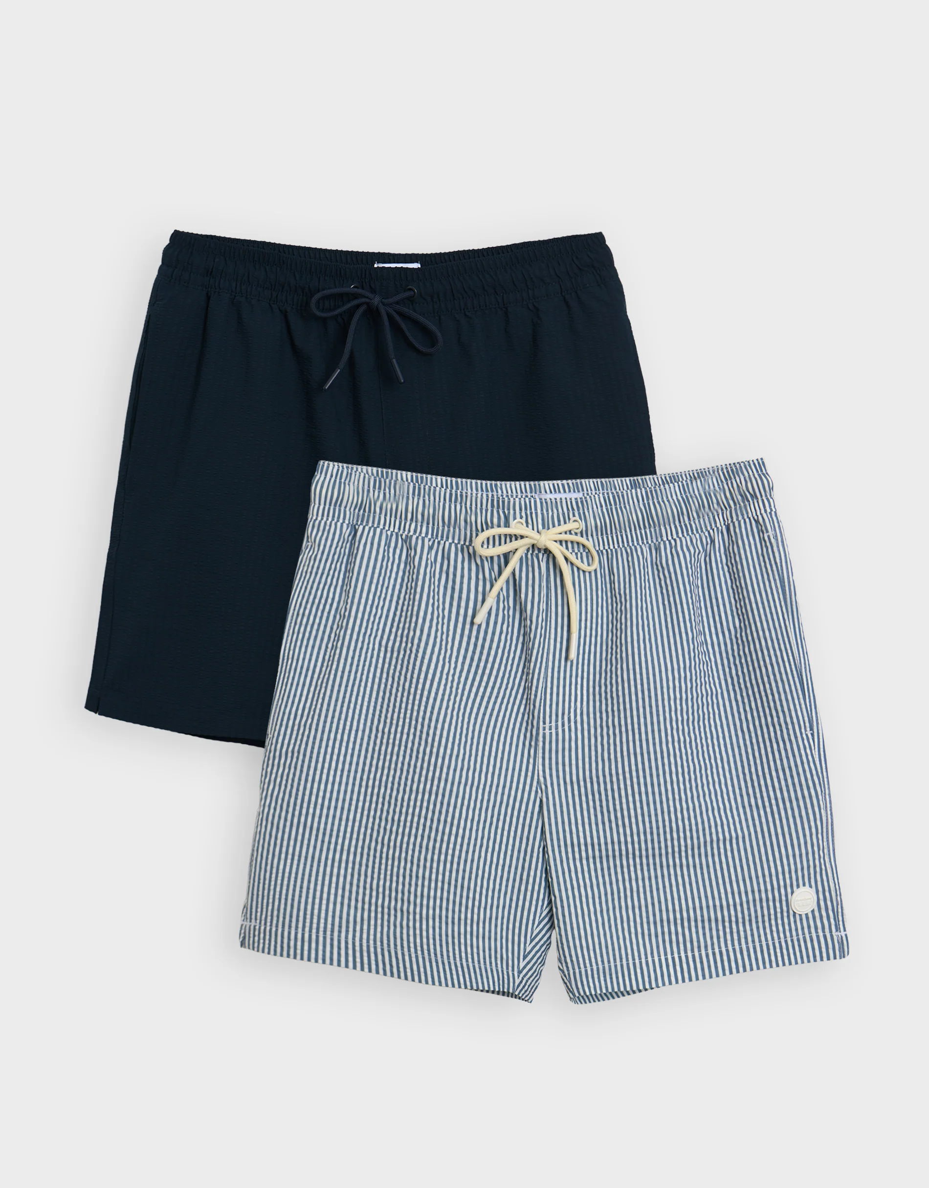 2 Pack Seersucker Swim Shorts in Navy Stripe