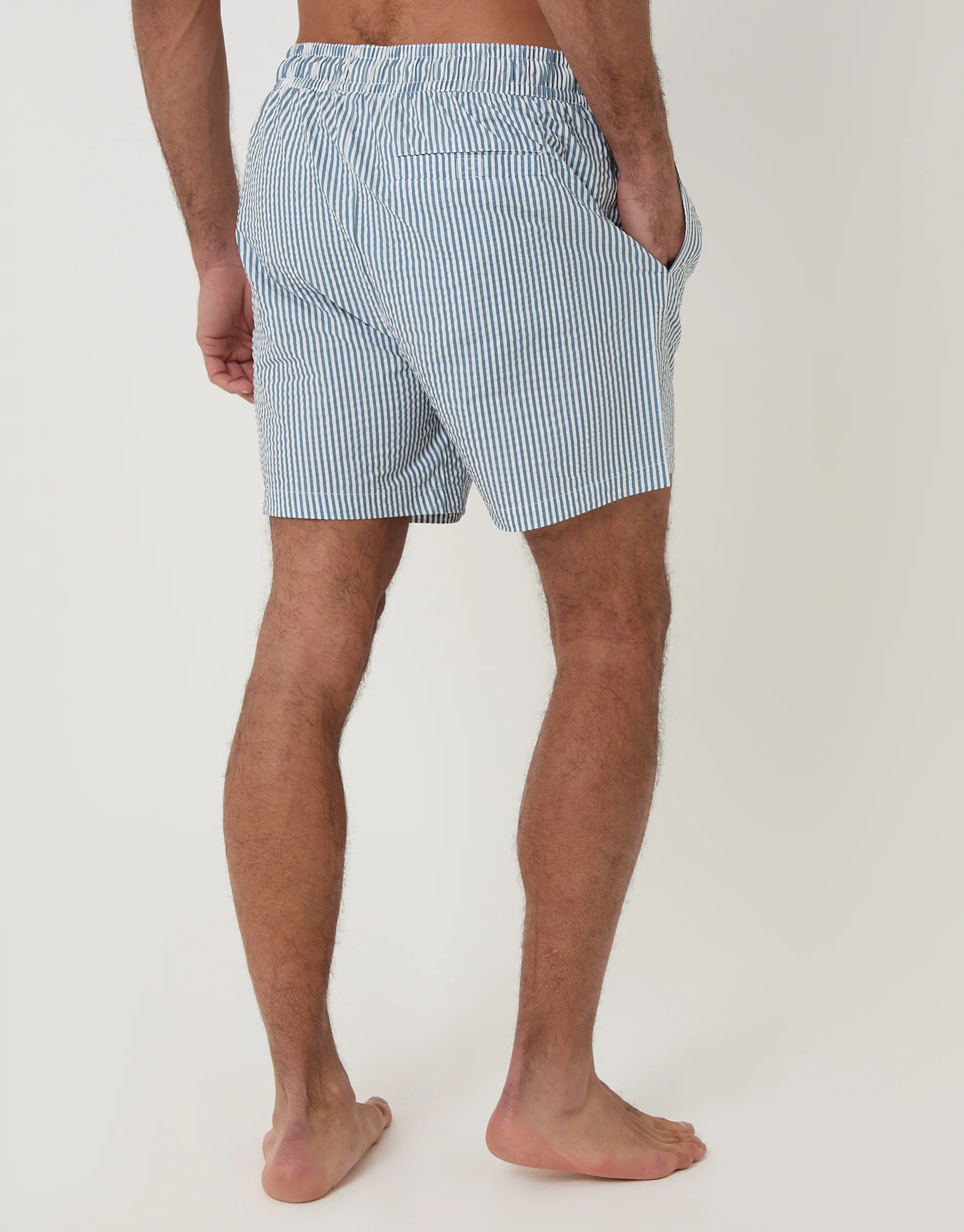 2 Pack Seersucker Swim Shorts in Navy Stripe - Image 3