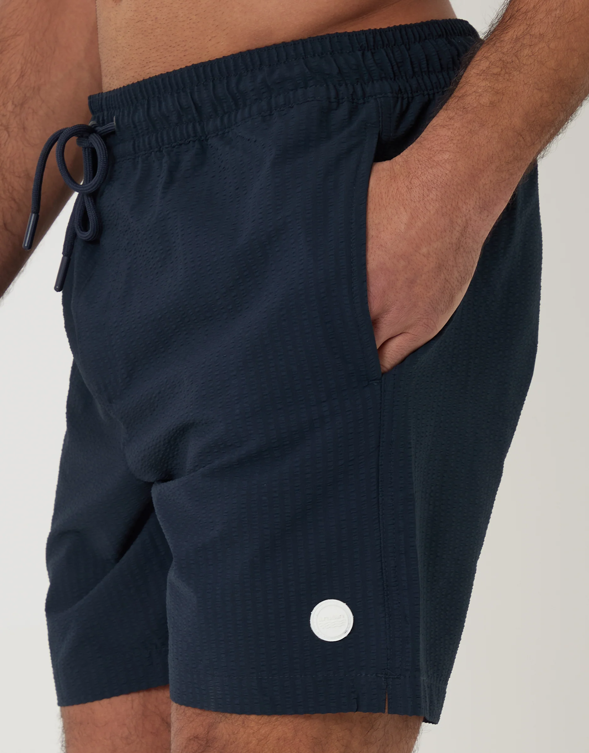 2 Pack Seersucker Swim Shorts in Navy Stripe - Image 5
