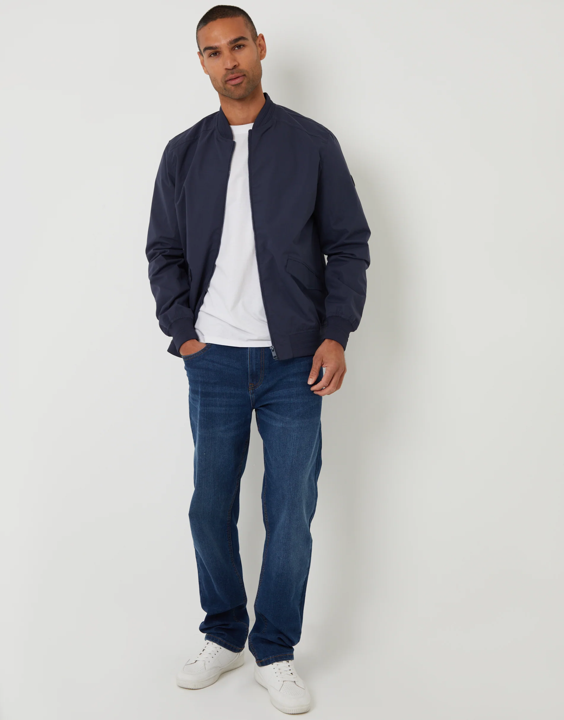 Bomber Jacket in Navy - Image 3