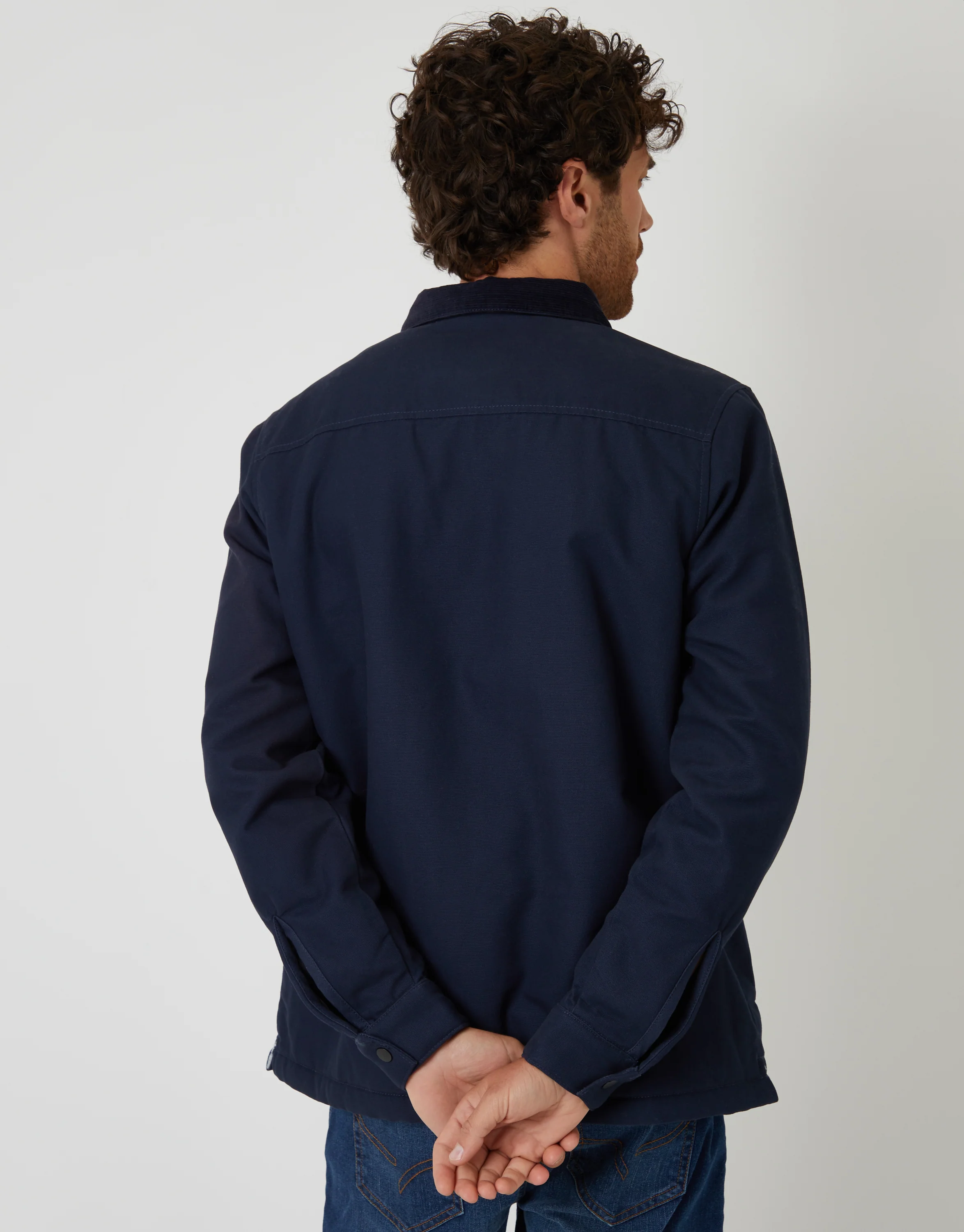Borg Lined Shacket in Navy - Image 2
