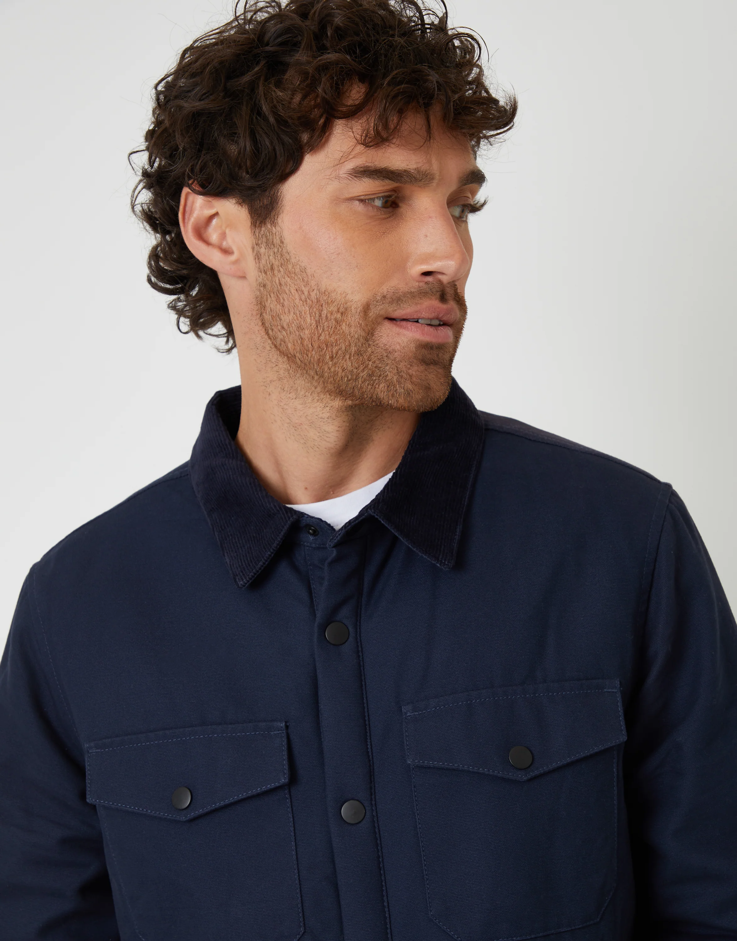 Borg Lined Shacket in Navy - Image 4