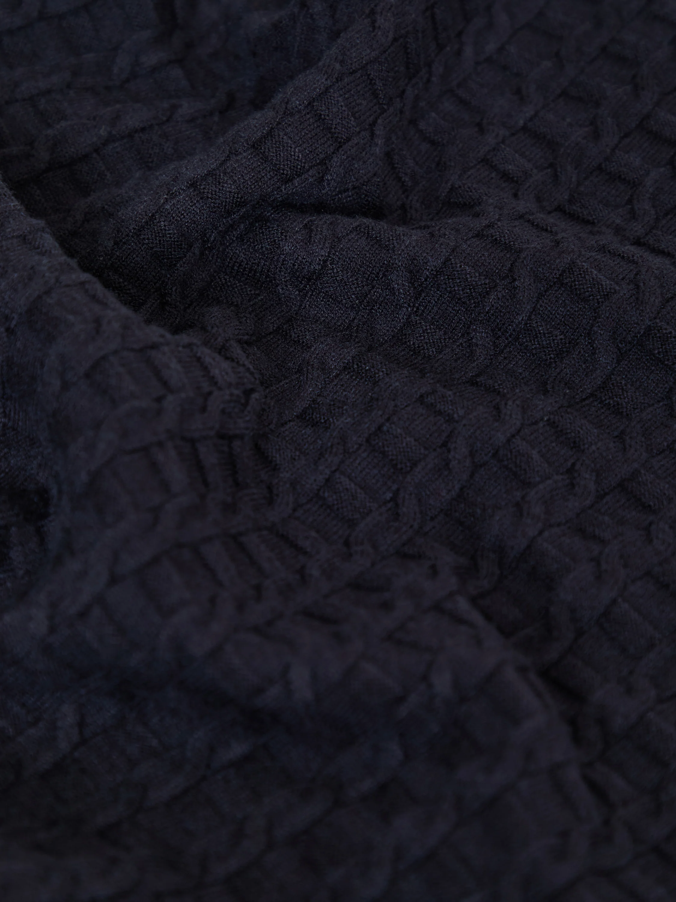Cable Knit Crew Neck Jumper in Navy - Image 6