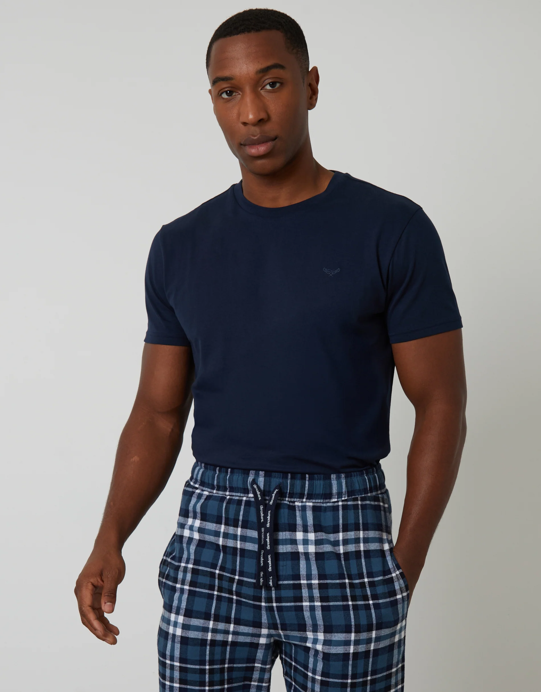 Pyjama Set in Navy Check - Image 3