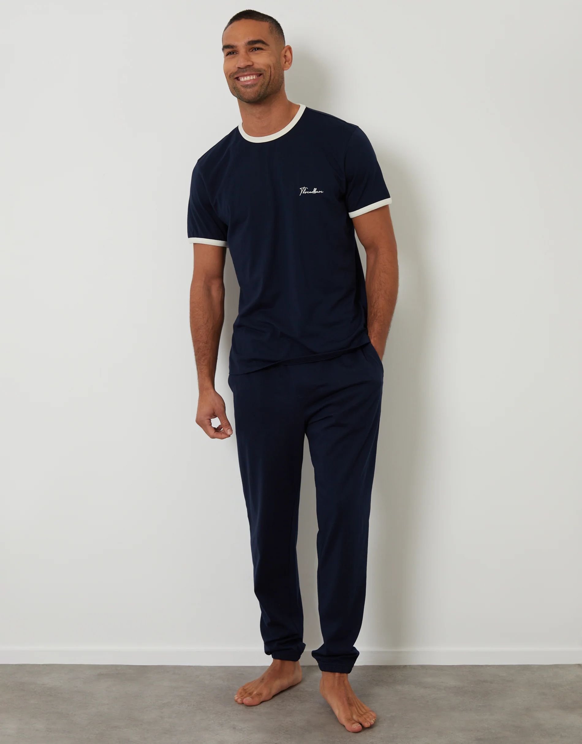 Contrast Binding Lounge Set in Navy
