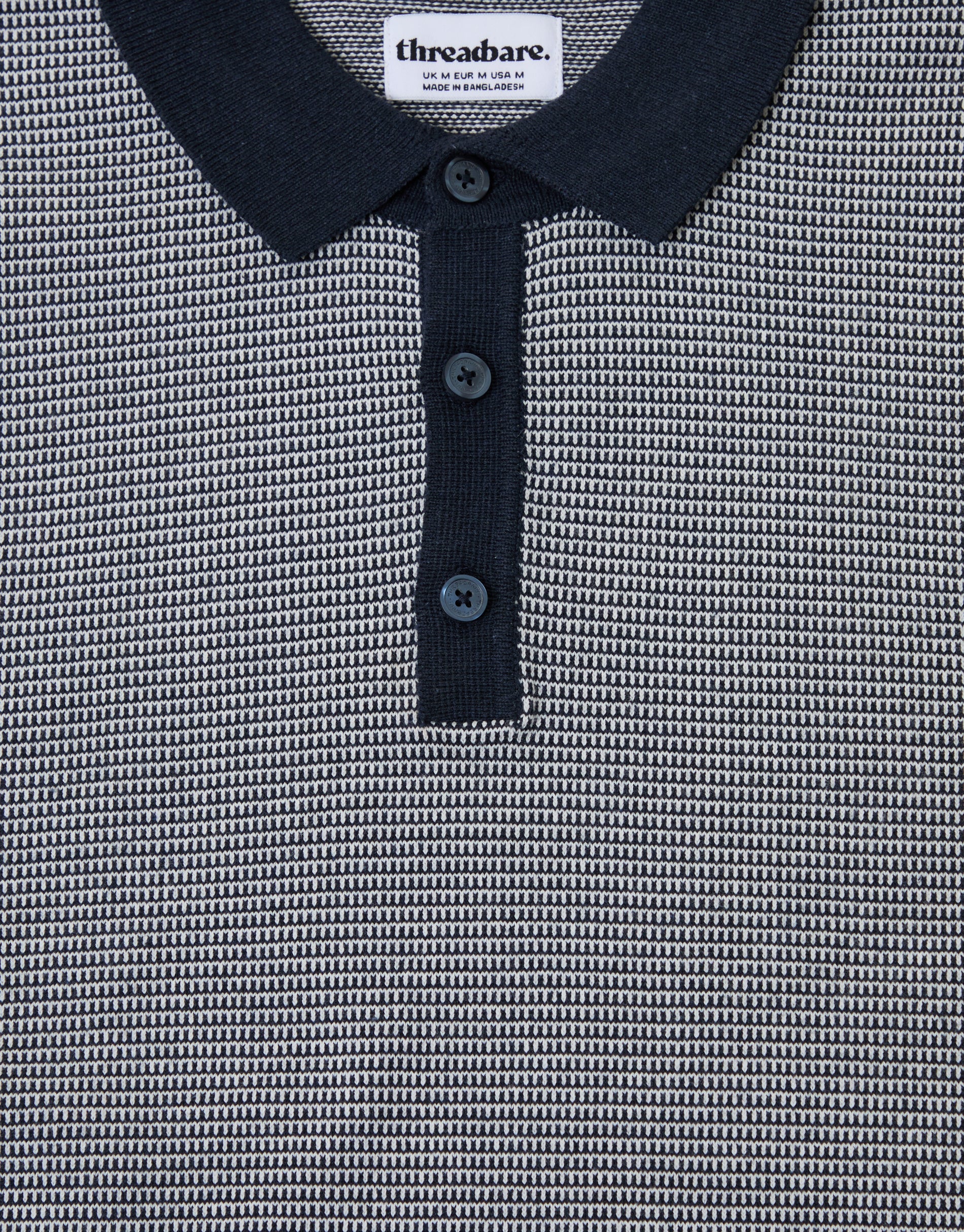Fairisle Knitted Short Sleeve Polo in Navy - Image 4