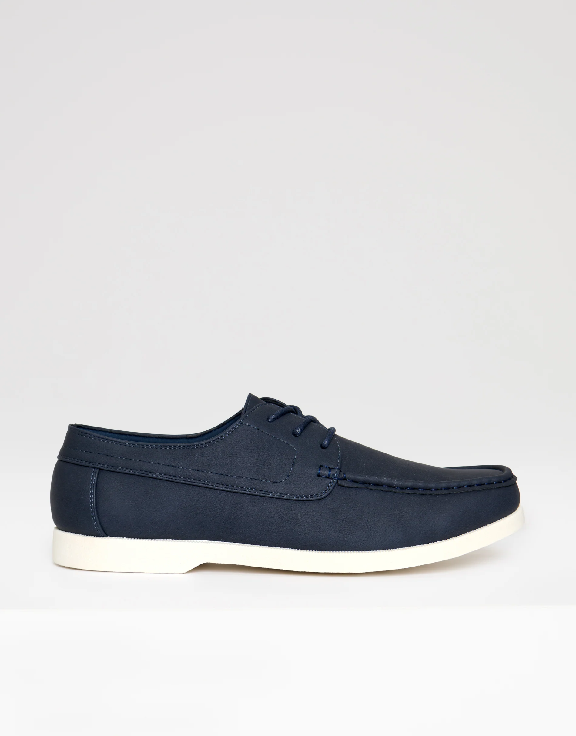 Faux Suede Boat Shoes in Navy