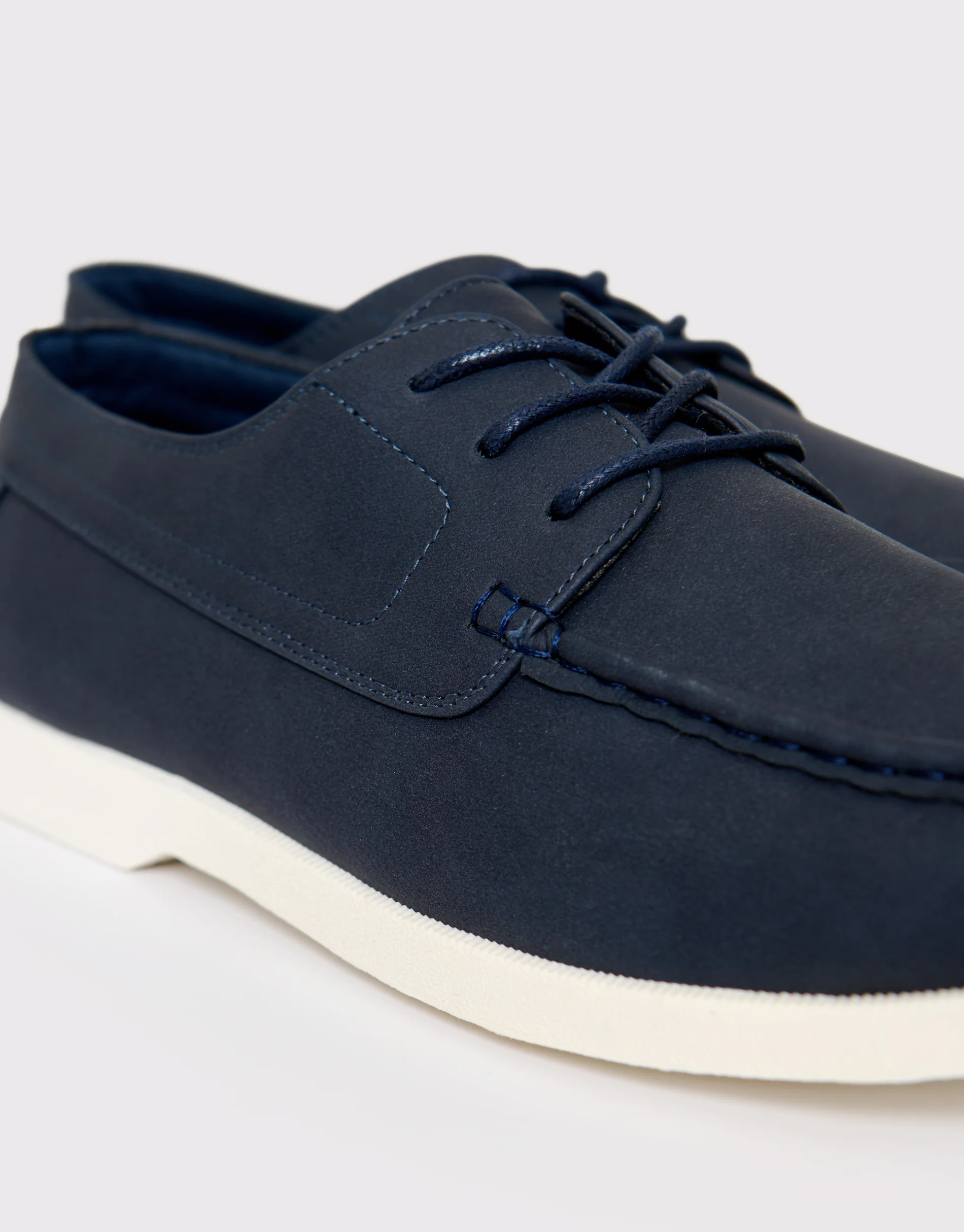 Faux Suede Boat Shoes in Navy - Image 3