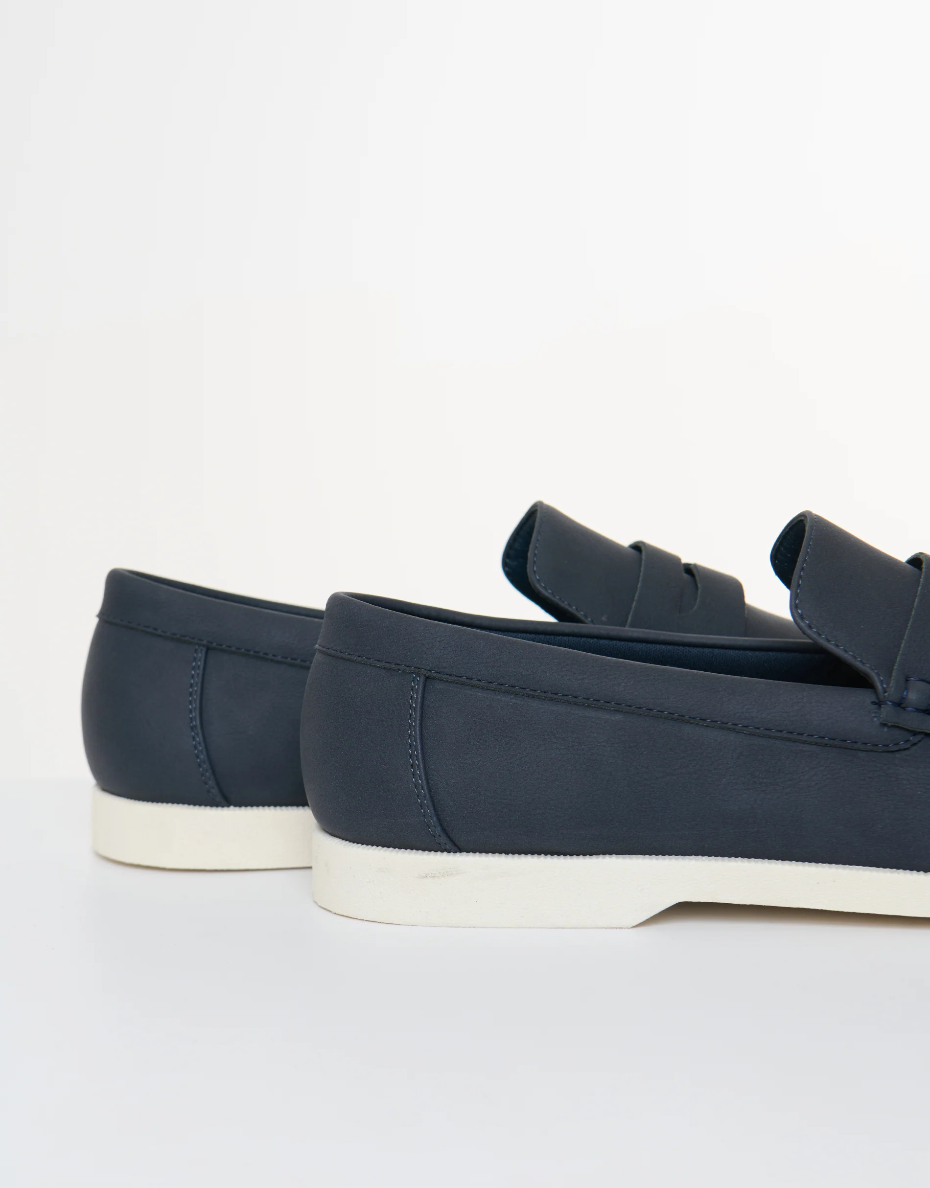 Faux Suede Penny Loafers in Navy - Image 3