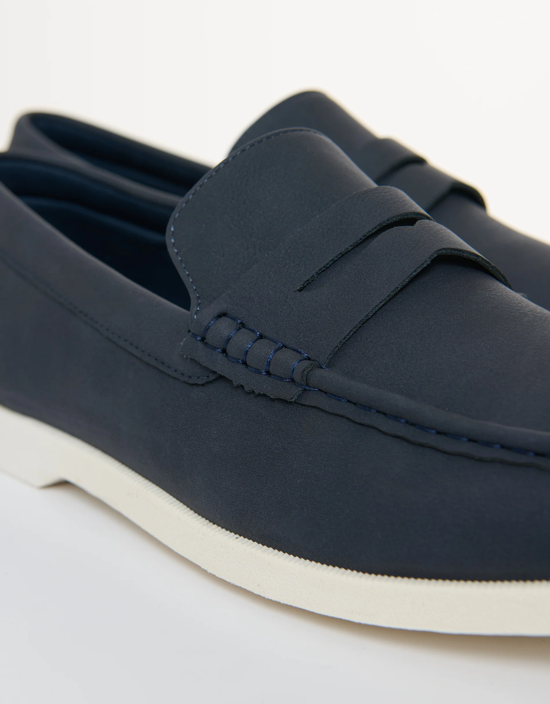 Faux Suede Penny Loafers in Navy - Image 4